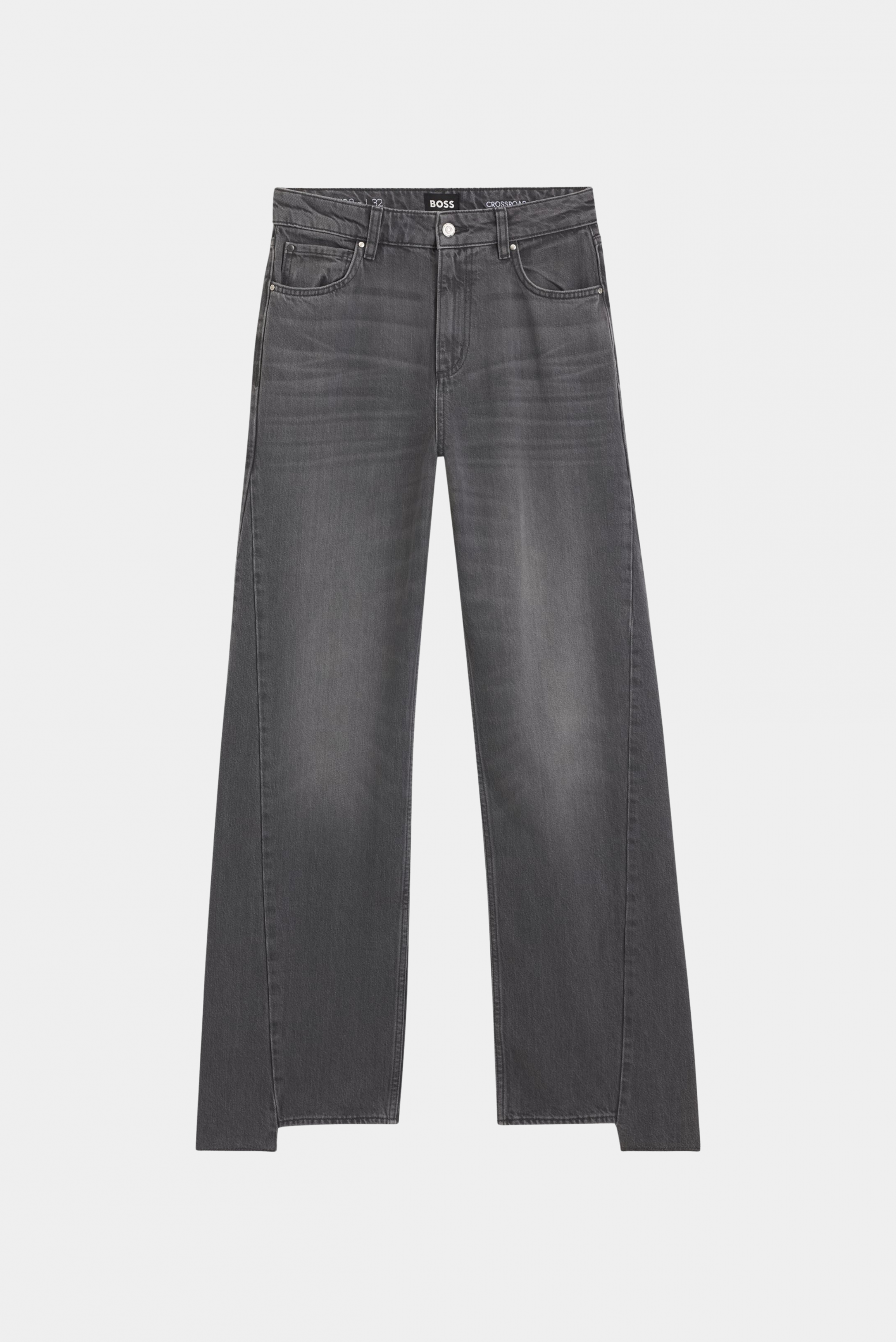 Calça Jeans Crossroad Hugo Boss cinza com modelagem reta e lavagem estonada