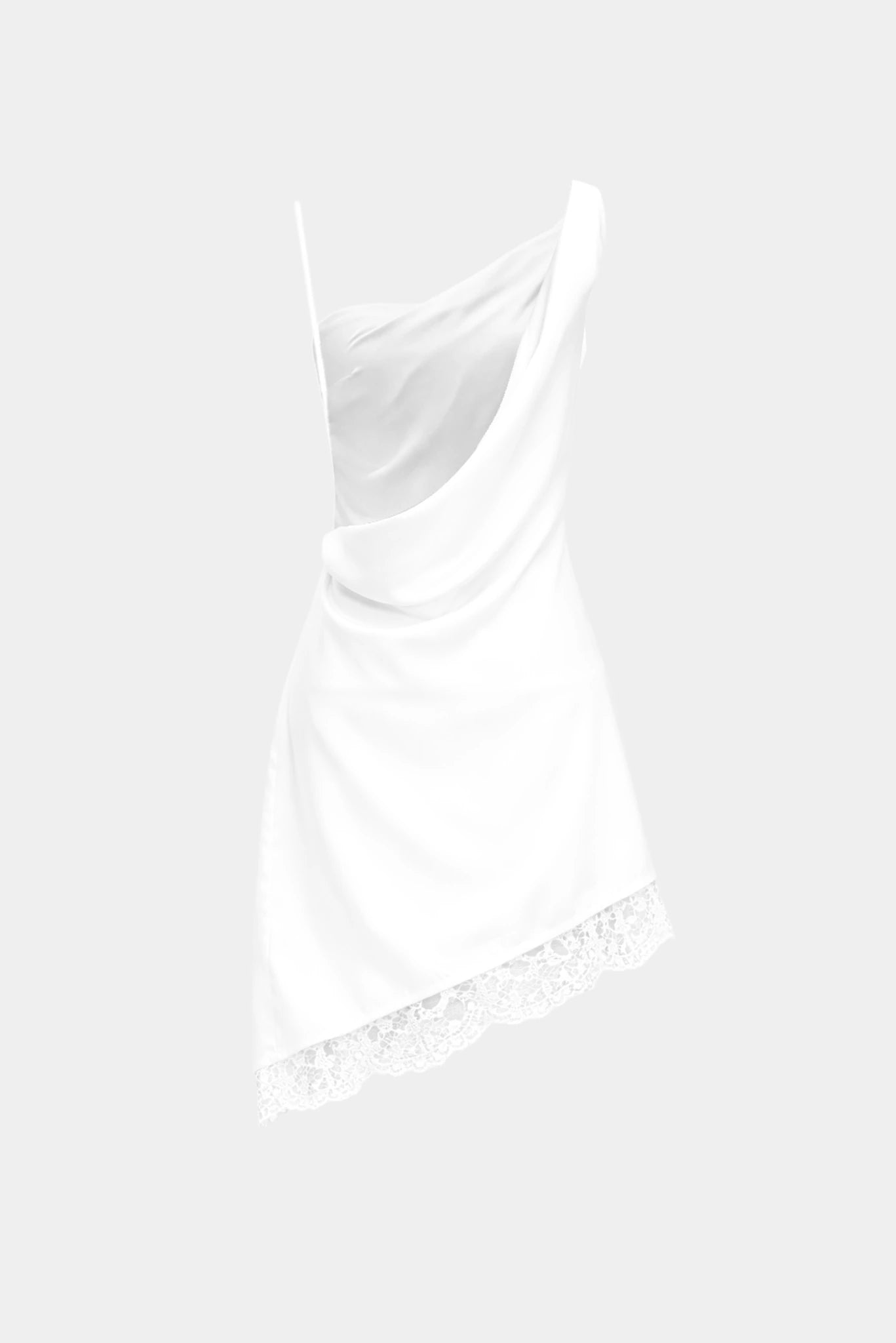 Vista traseira do vestido curto de noiva Diana MR com alça delicada e modelagem moderna