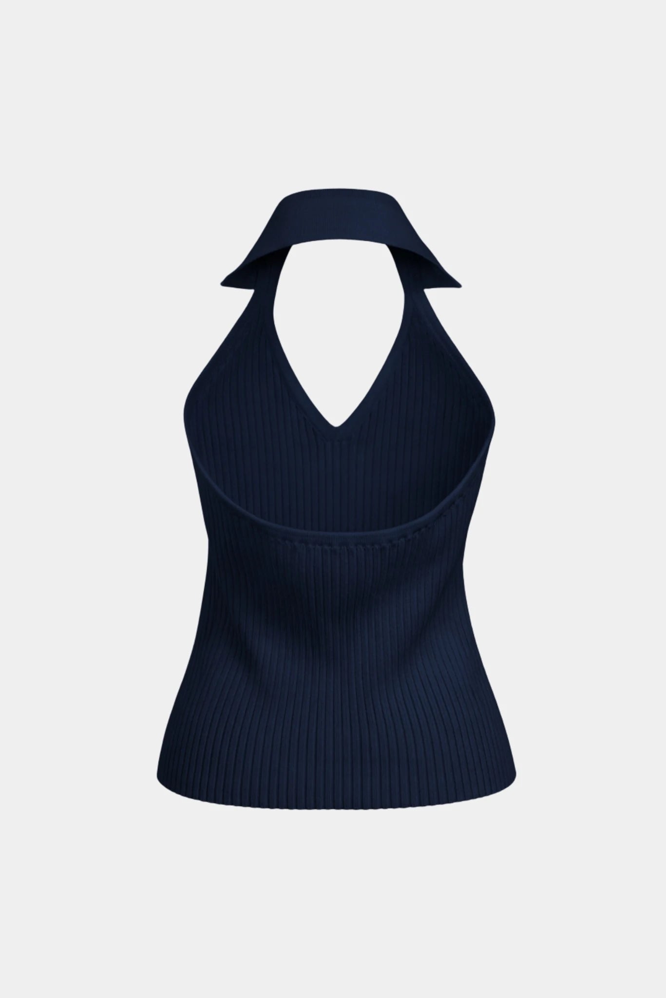 Costas da regata polo em tricot azul marinho Mavi Gaia com modelagem ajustada