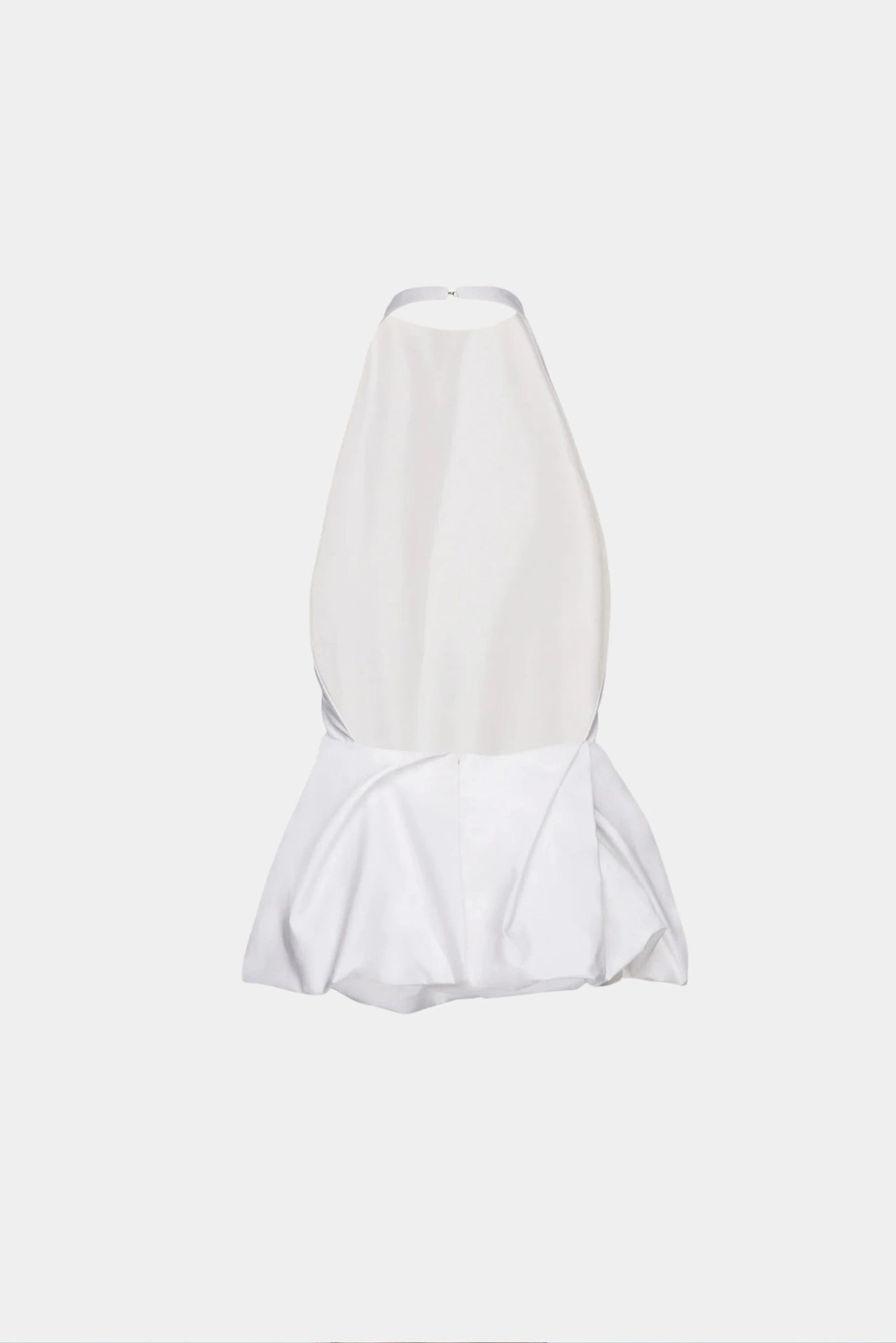 Vista posterior da blusa frente única Magda Butrym branca com modelagem escultural e peplum
