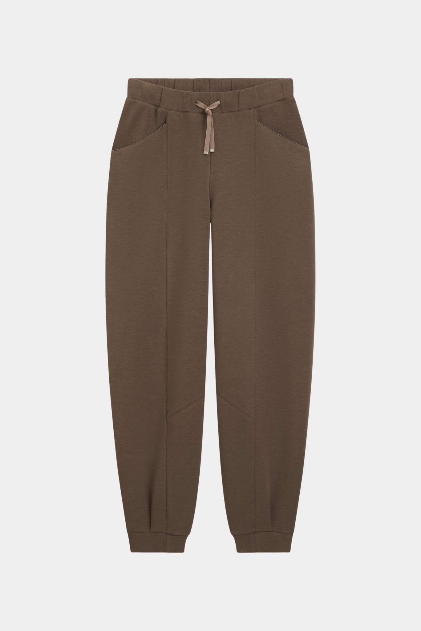 Calça Malha Edarea Hugo Boss marrom com cós elástico e barra ajustada