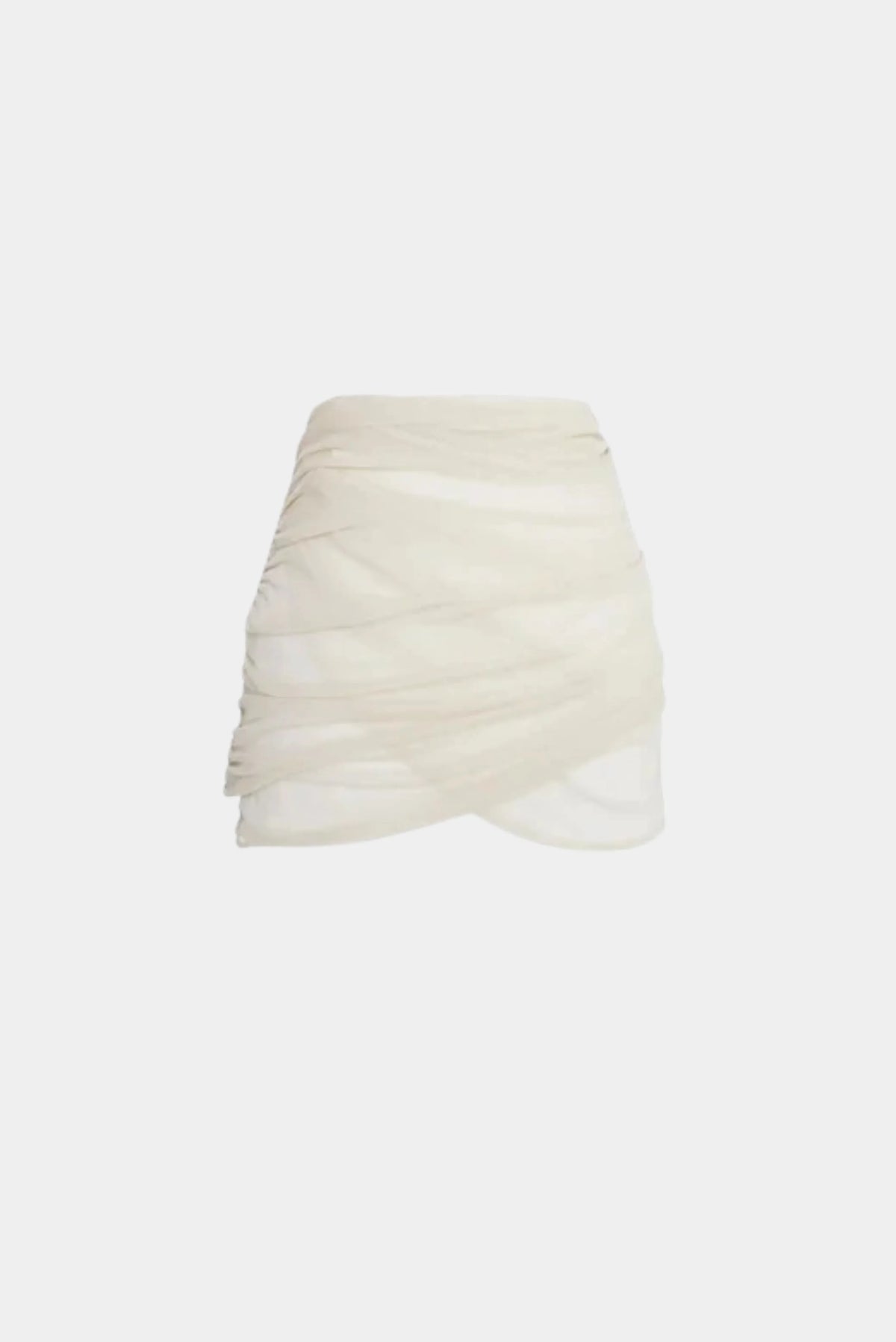 Pareô curto off white com transpasse frontal em tule Ostra