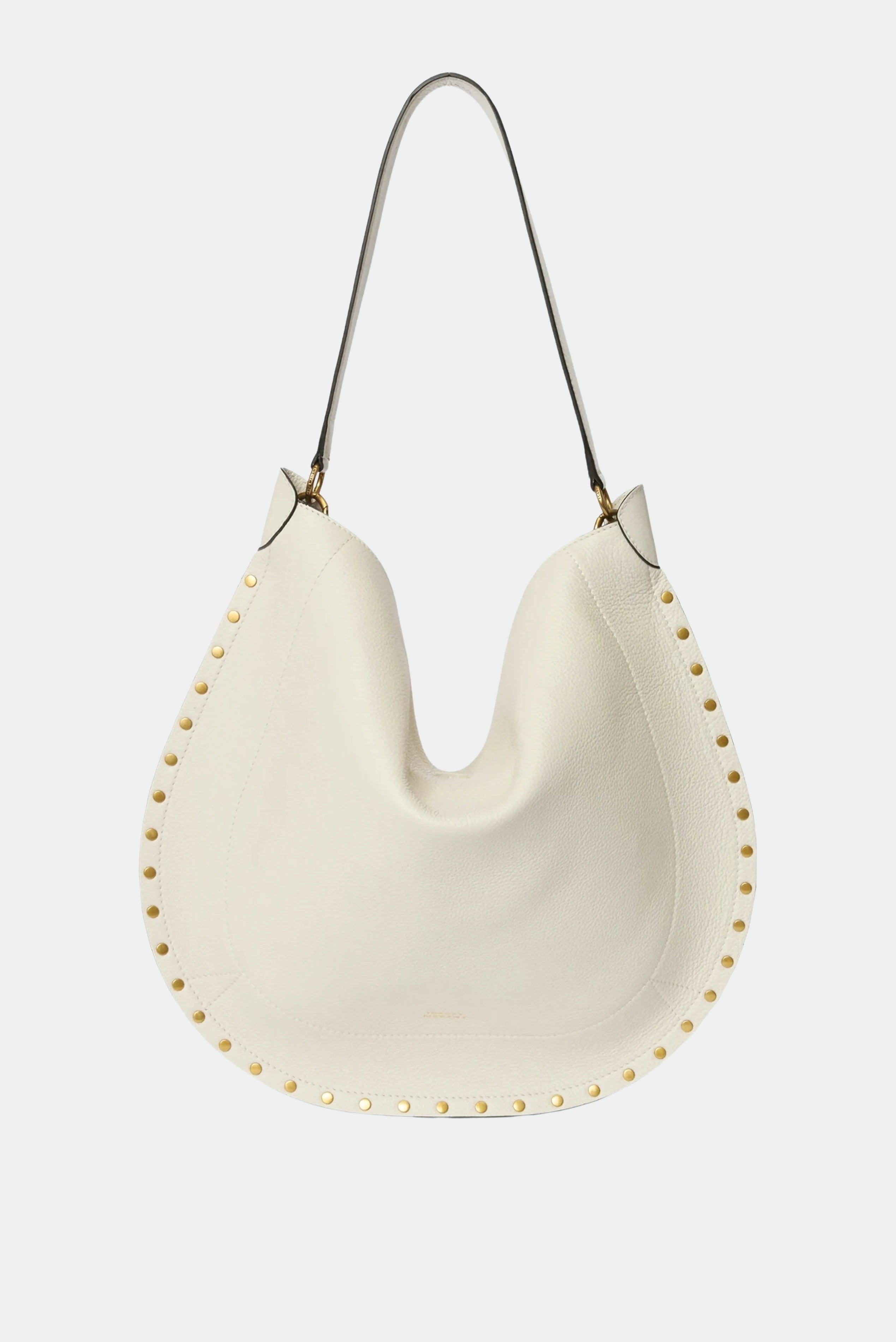 Bolsa hobo Isabel Marant Oskan em couro off white com tachas douradas