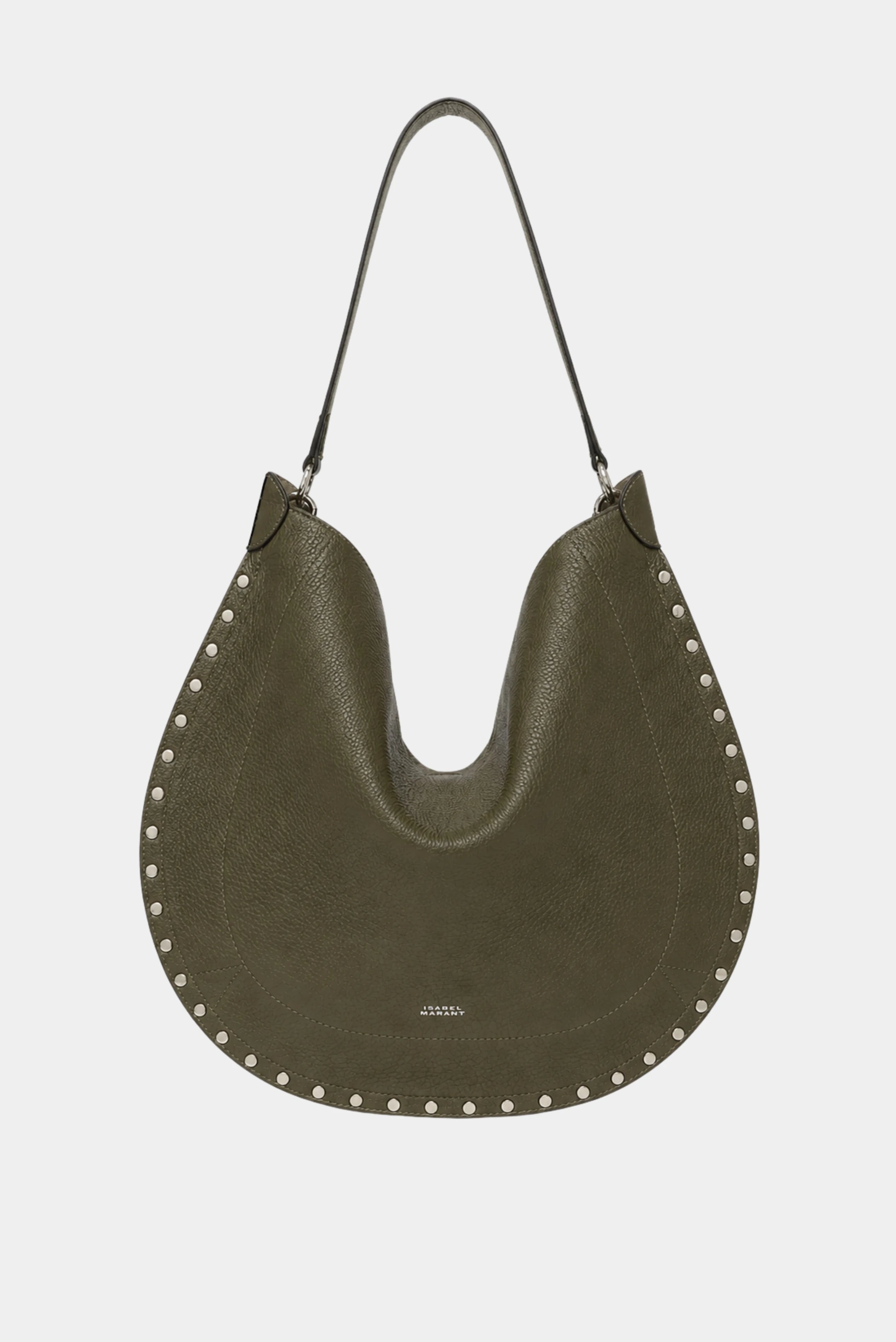Bolsa hobo Isabel Marant Oskan em couro verde oliva com tachas metálicas