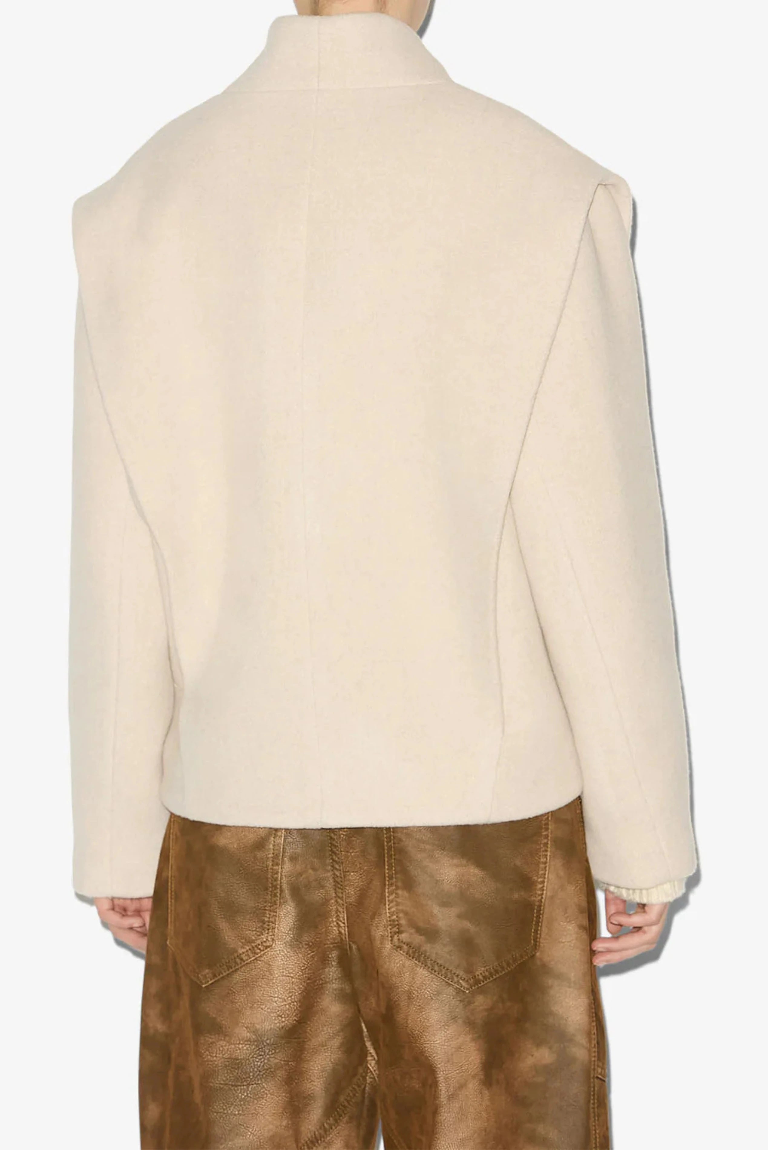Costas do casaco de lã bege claro Isabel Marant com modelagem estruturada
