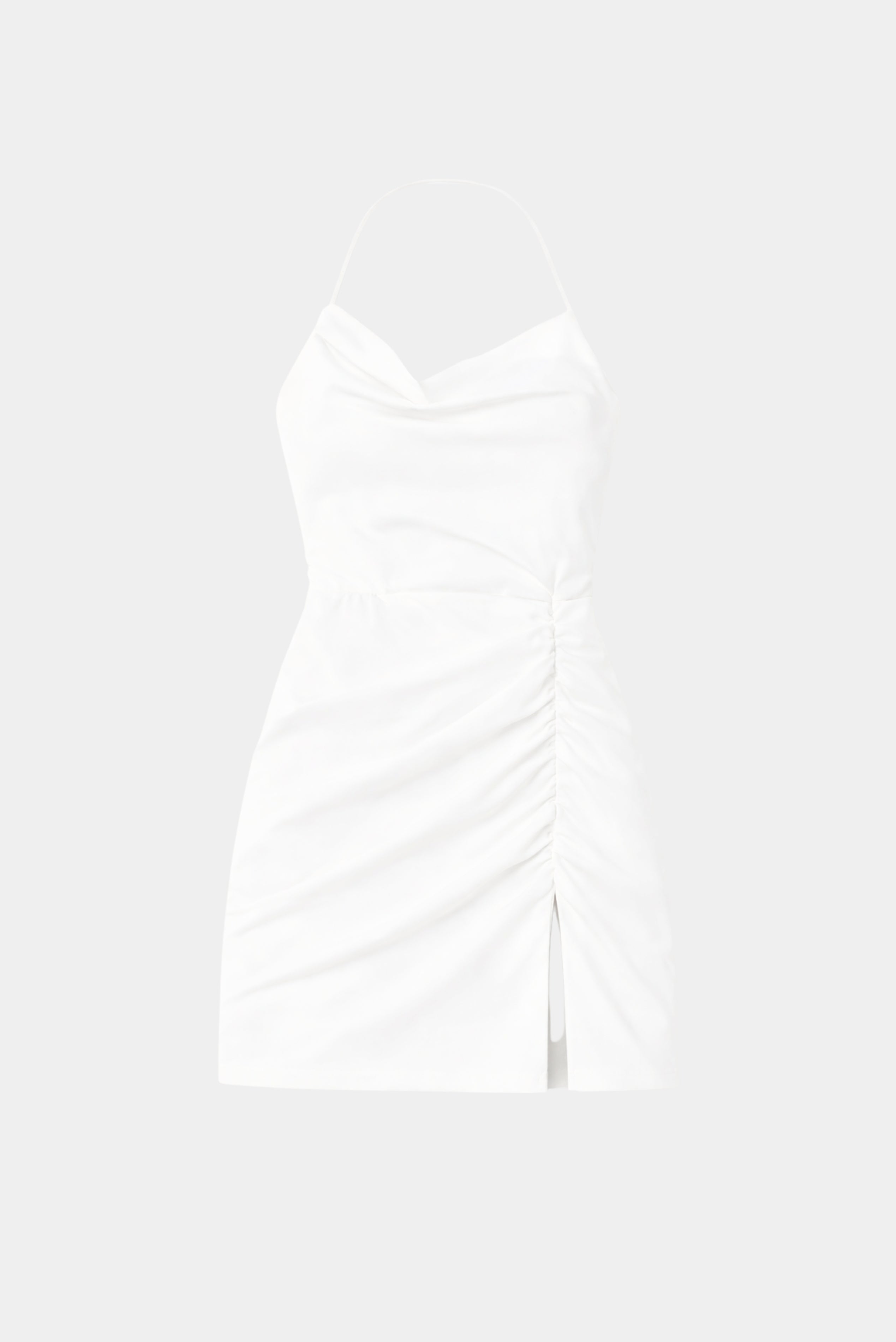 Macaquinho Leticia Fabulous off white com modelagem ajustada e detalhe franzido lateral