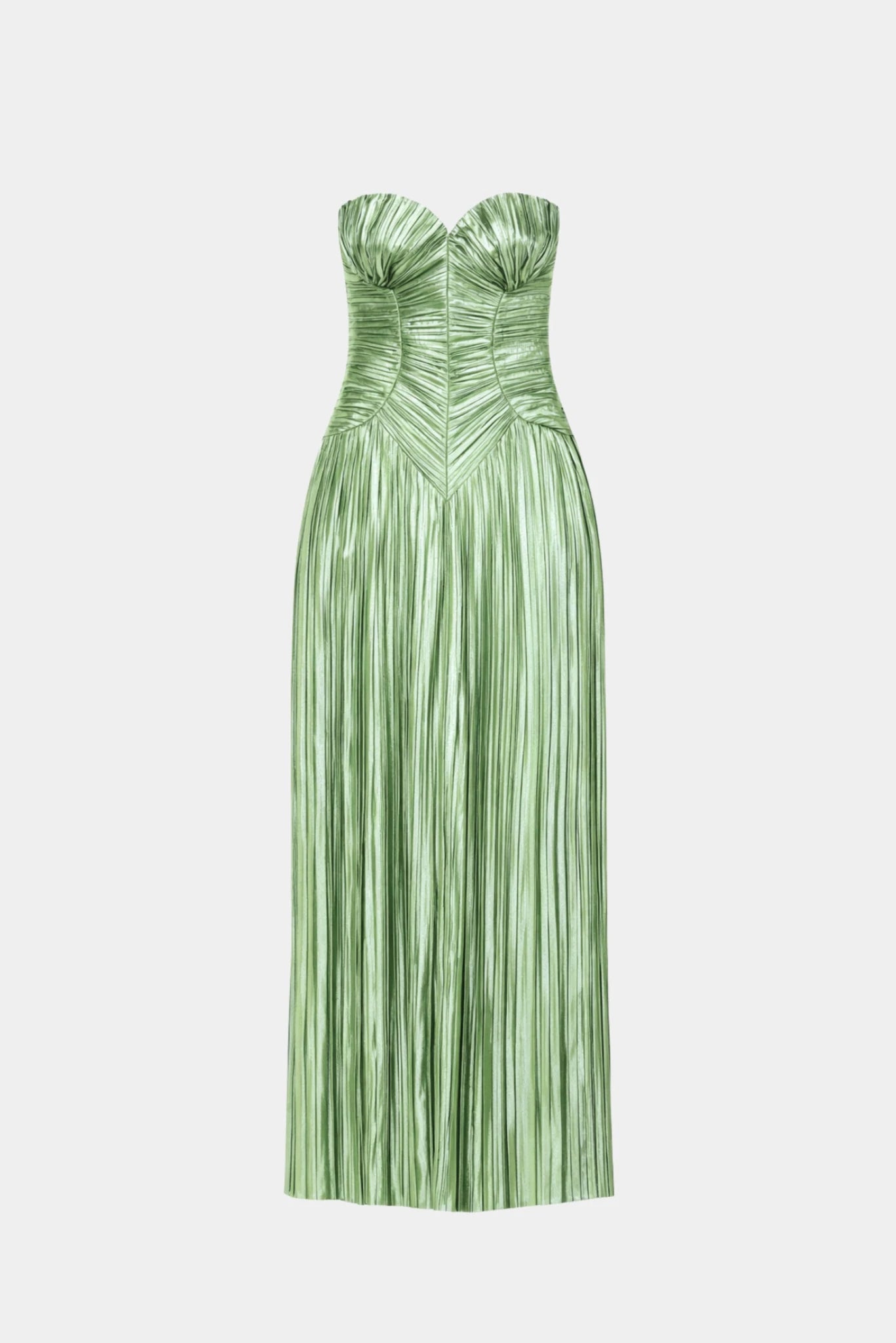 Vestido midi verde Cult Gaia tomara que caia com textura plissada e saia fluida