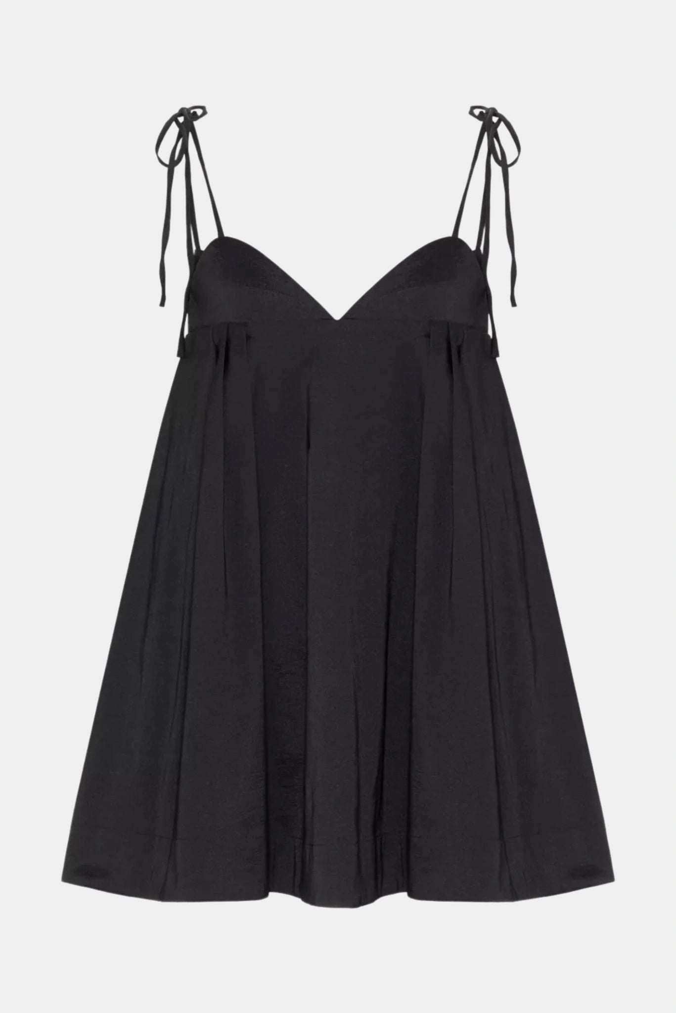 Vestido Curto de Festa Evasê Hami Gaia preto com decote V e saia ampla