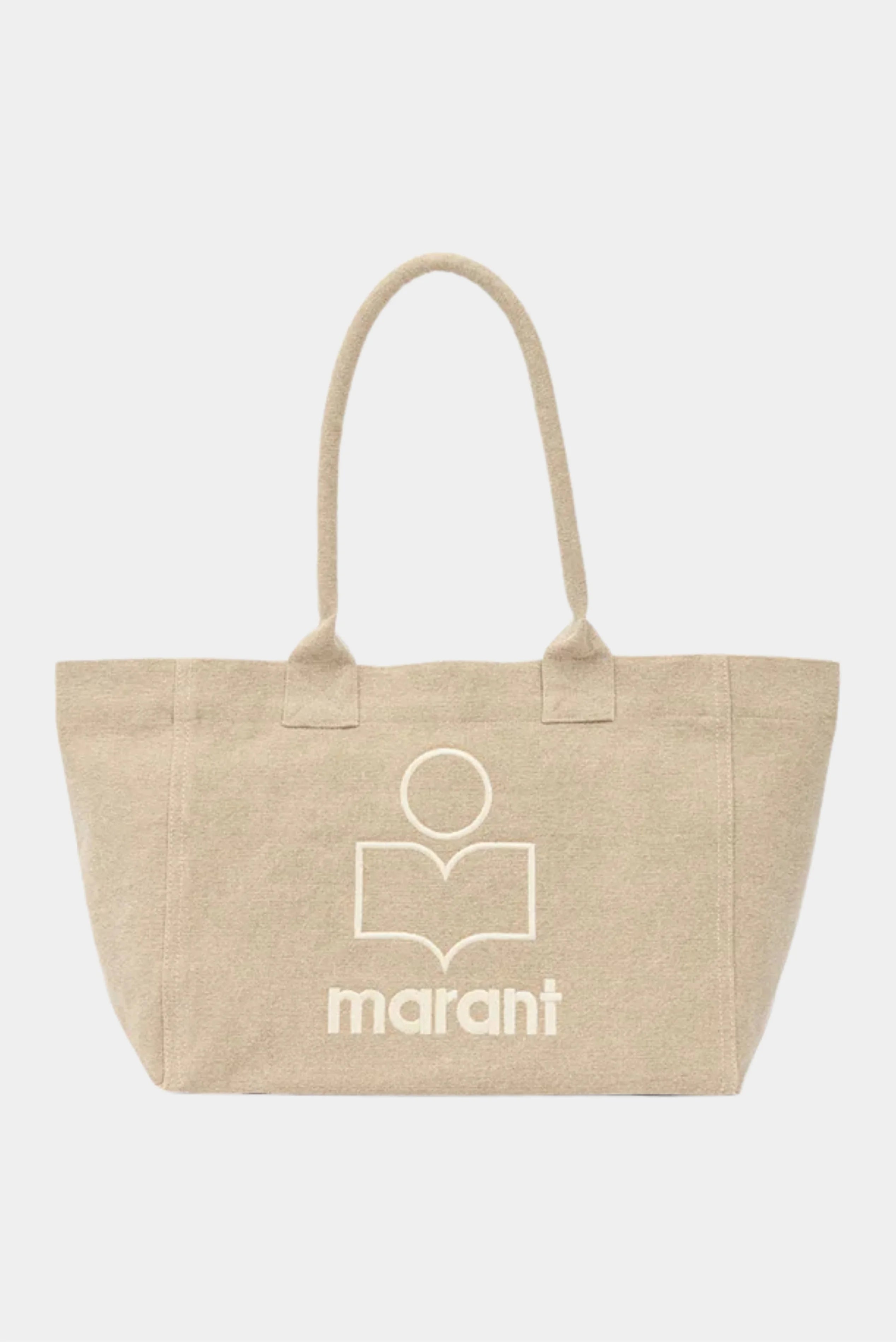 Bolsa tote Isabel Marant Yenky bege com logo bordado e alças duplas