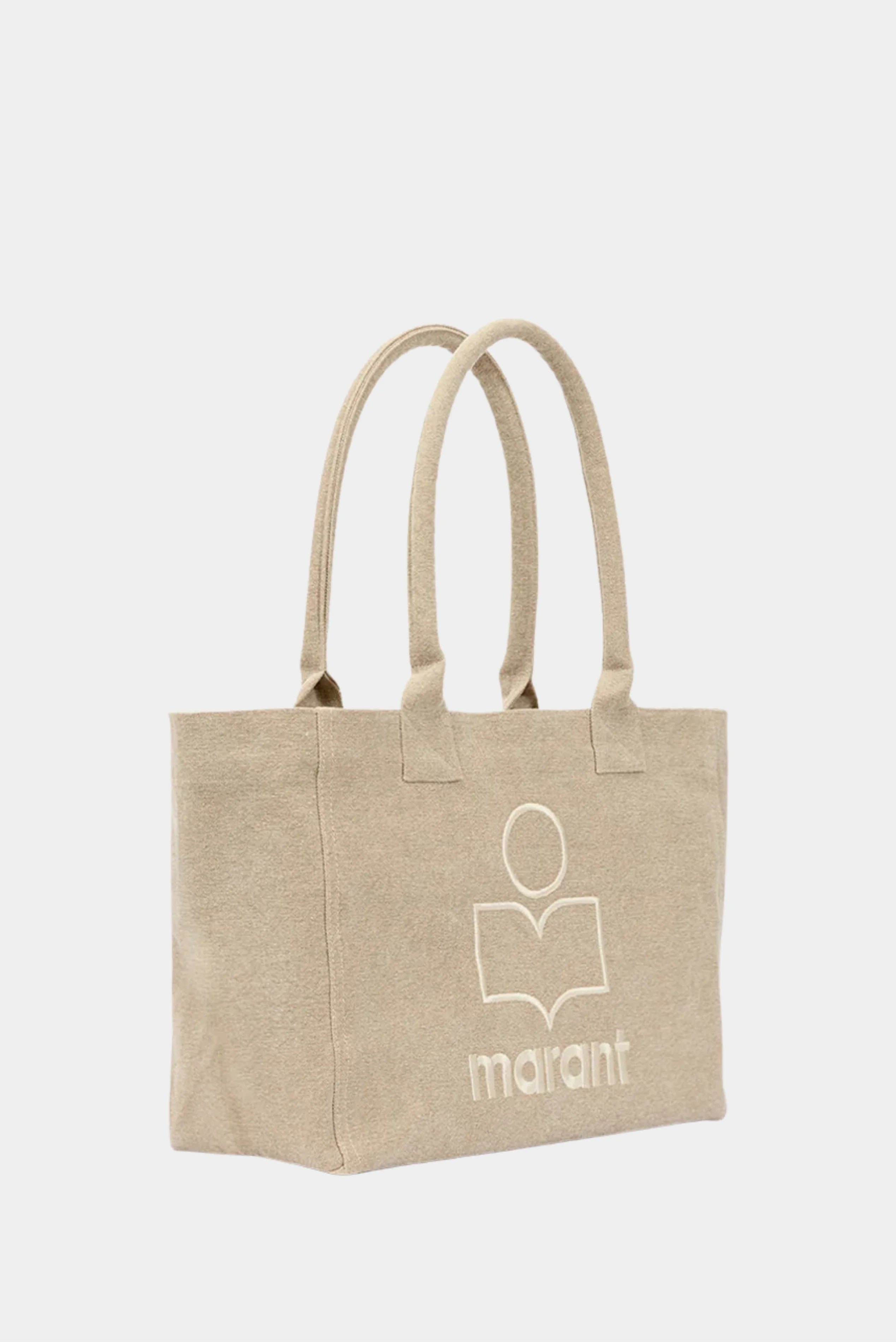 Bolsa tote Isabel Marant Yenky bege com logo bordado e estrutura ampla