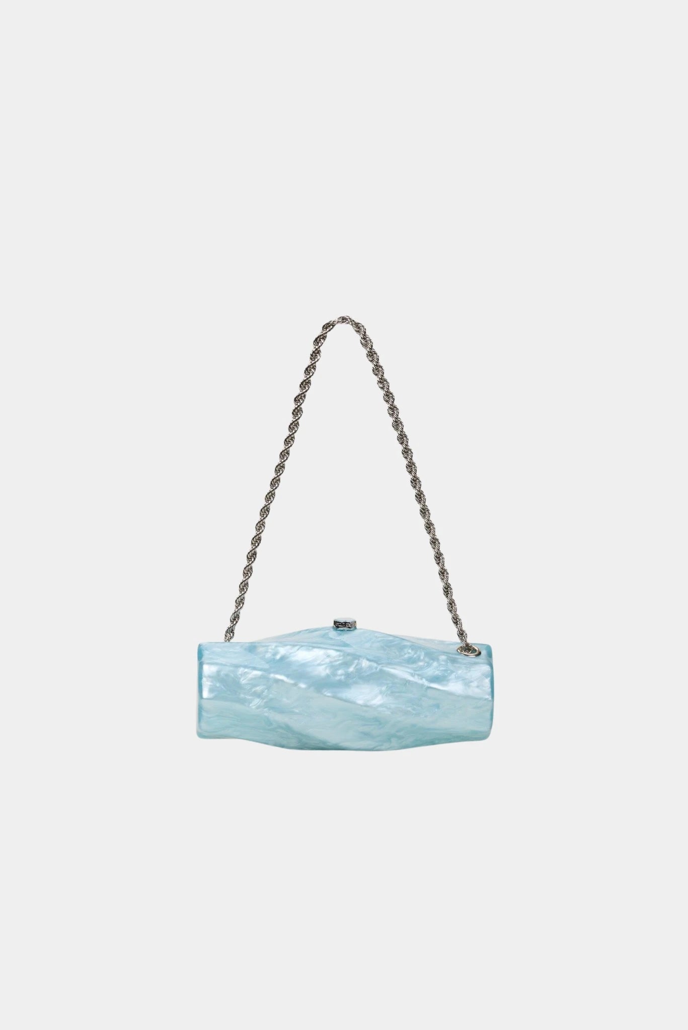 Bolsa de ombro Juliet Cult Gaia azul marmorizada com alça de corrente prateada