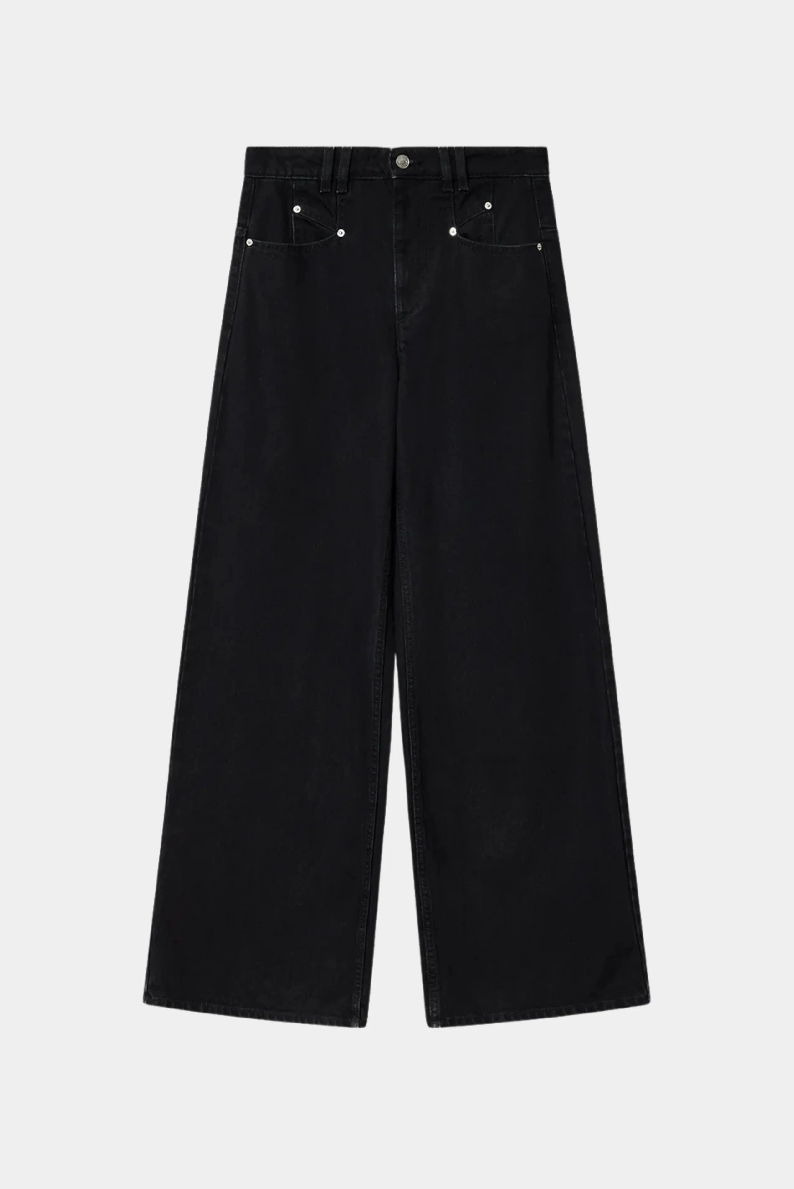 Calça jeans Lemony Isabel Marant preta de cintura alta com modelagem wide leg