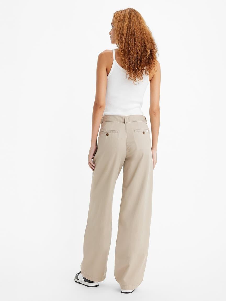 Vista traseira da calça plissada bege com modelagem ampla Levi's