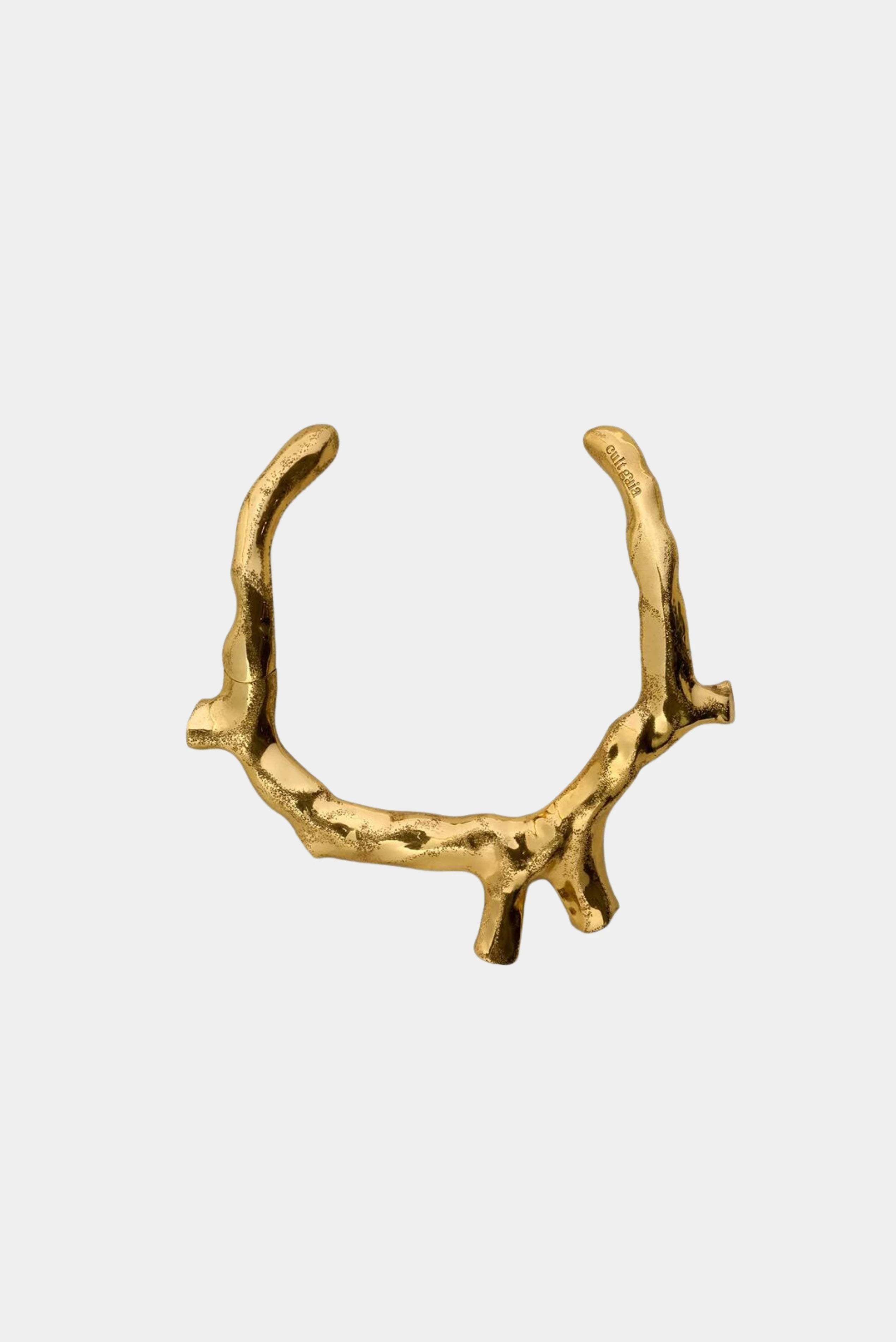 Choker Coral Cult Gaia dourado com design orgânico texturizado