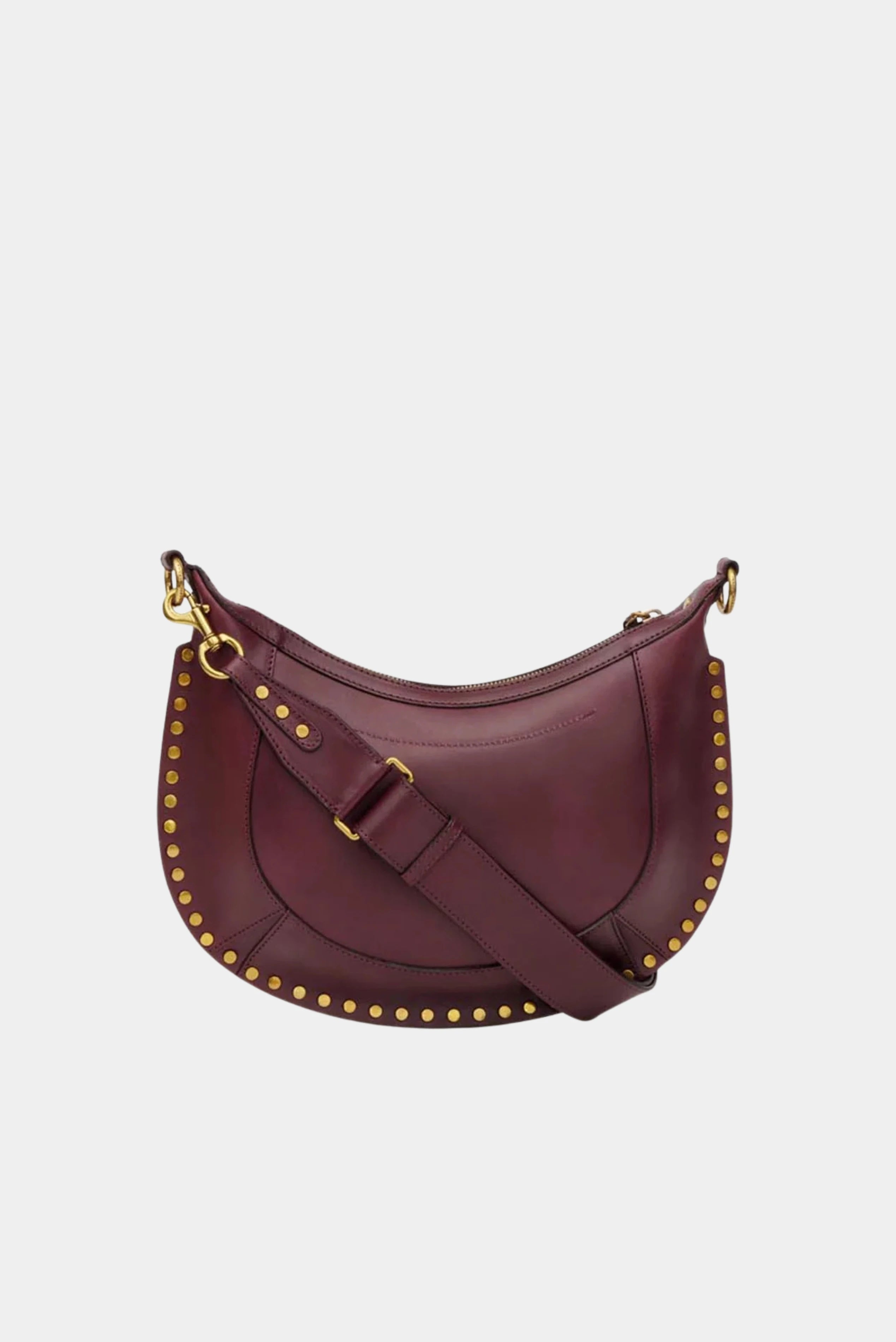 Vista traseira da bolsa Isabel Marant Naoko em couro bordô