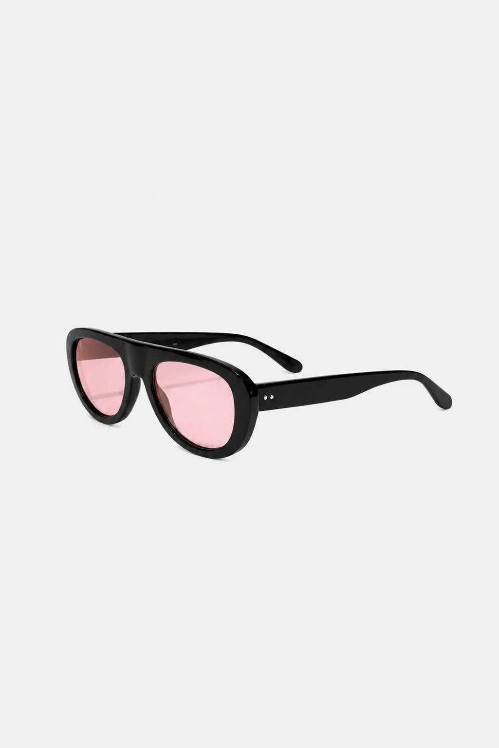 Óculos Aero MR preto com lentes rosa em perspectiva lateral