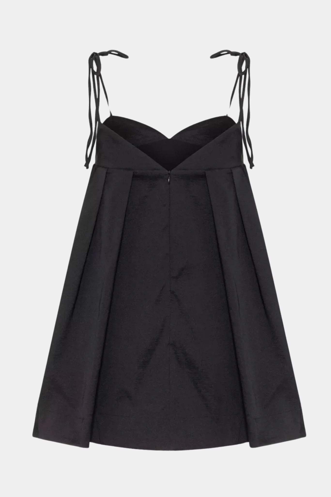Costas do Vestido Curto de Festa Evasê Hami Gaia preto com alças ajustáveis