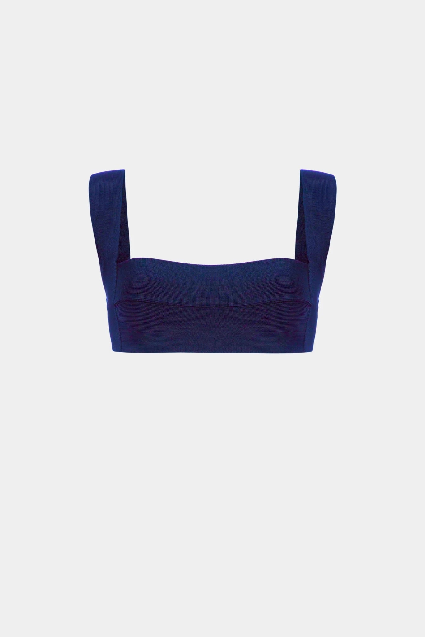 Top Haight azul em tricot com alças largas e decote reto