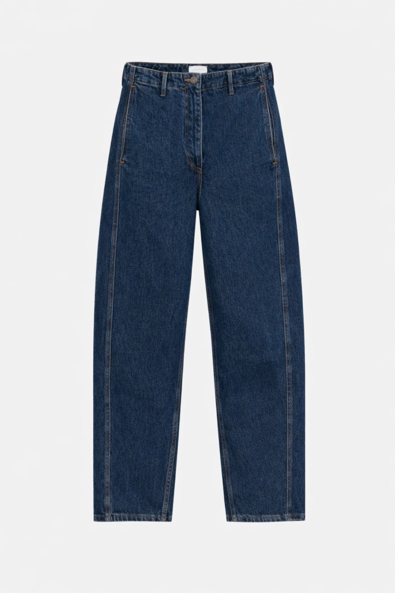Calça jeans wide leg Magda Butrym em denim azul escuro com silhueta ampla e contemporânea