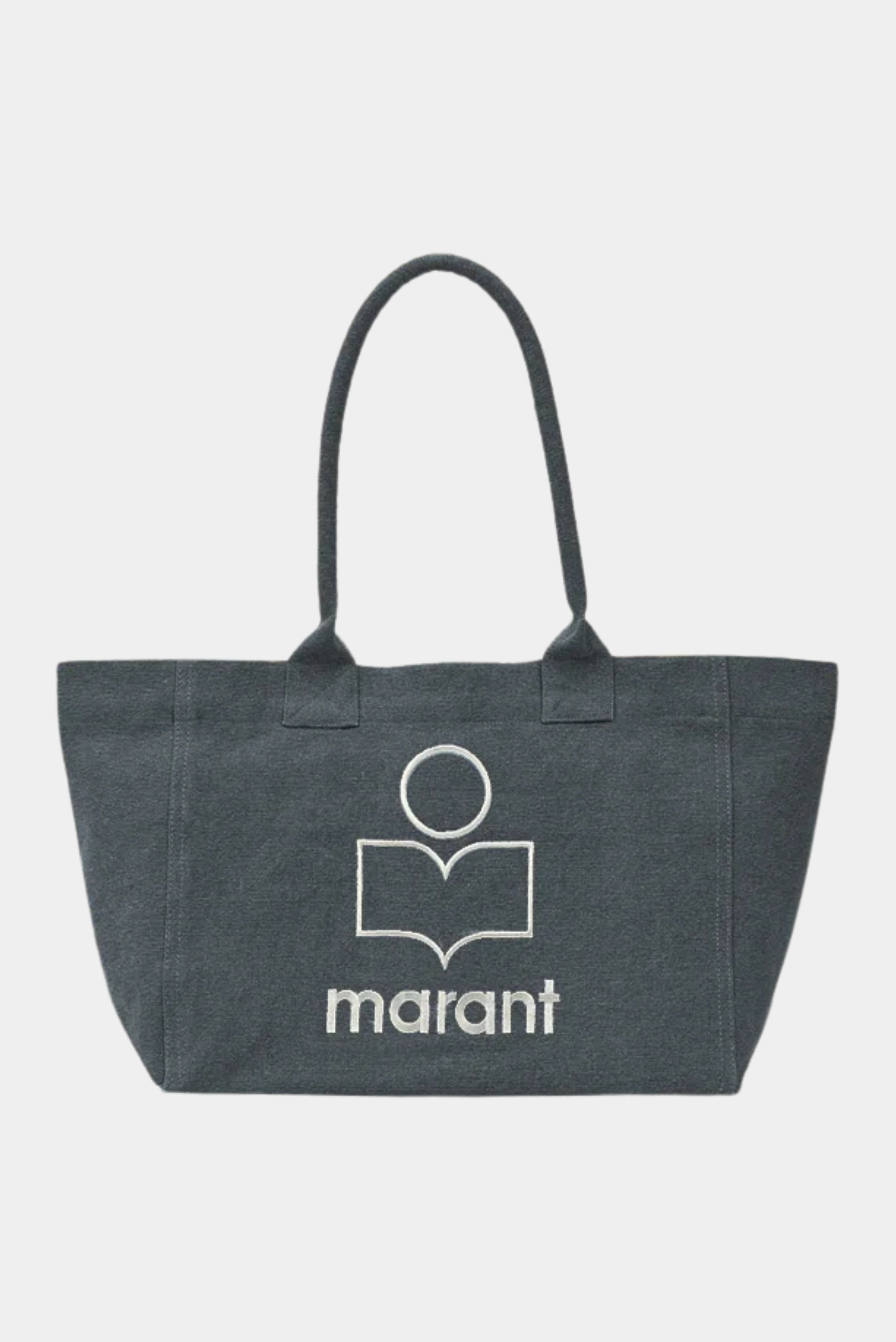 Bolsa tote Isabel Marant Yenky cinza escuro com logo bordado contrastante