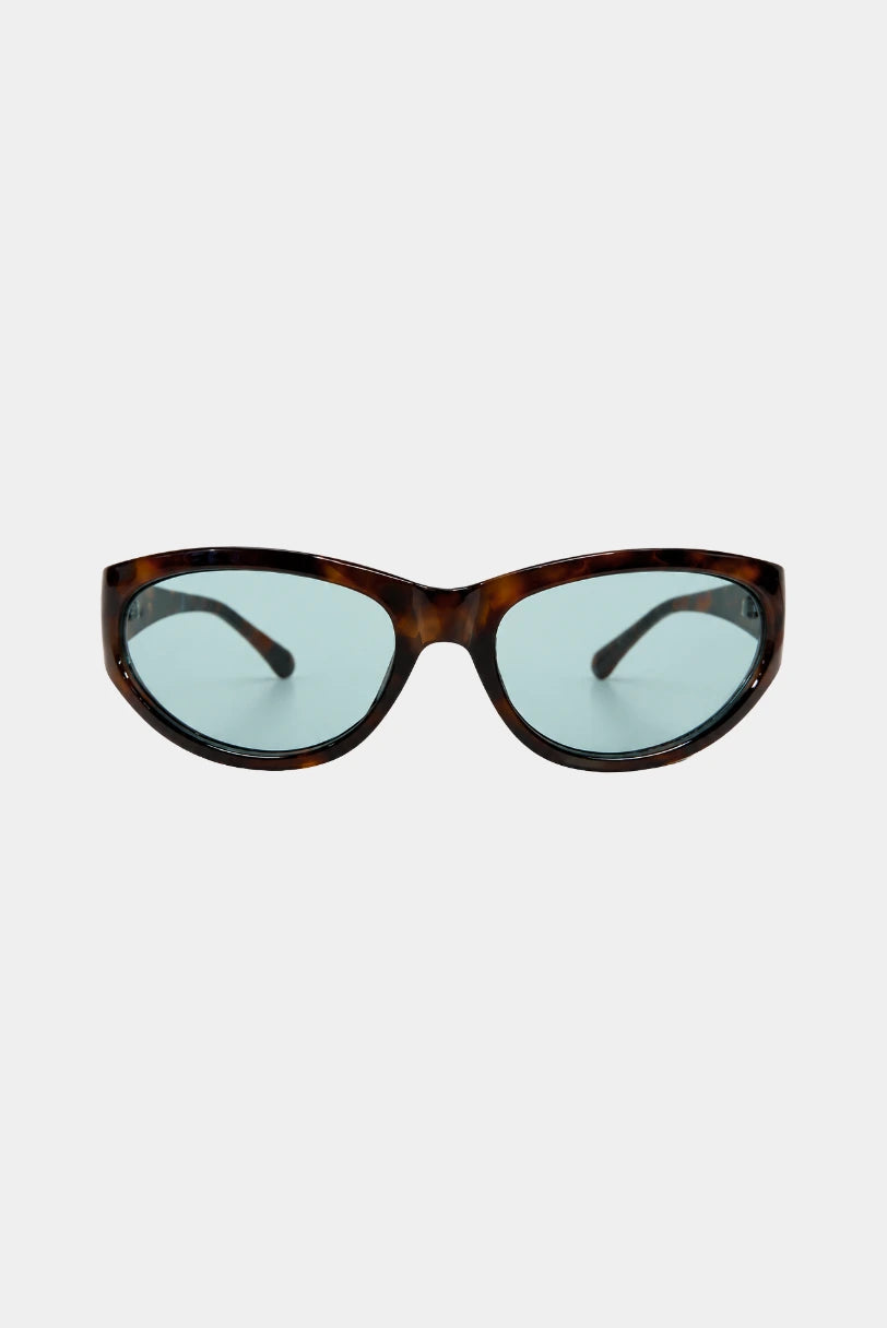 Óculos de Sol Techno MR tartaruga com lente azul, armação de acetato, vista frontal