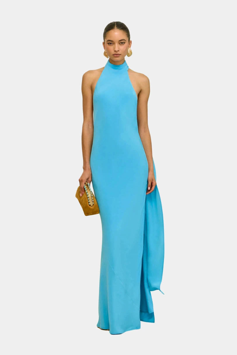 Vestido Doe Cult Gaia azul em vista frontal completa