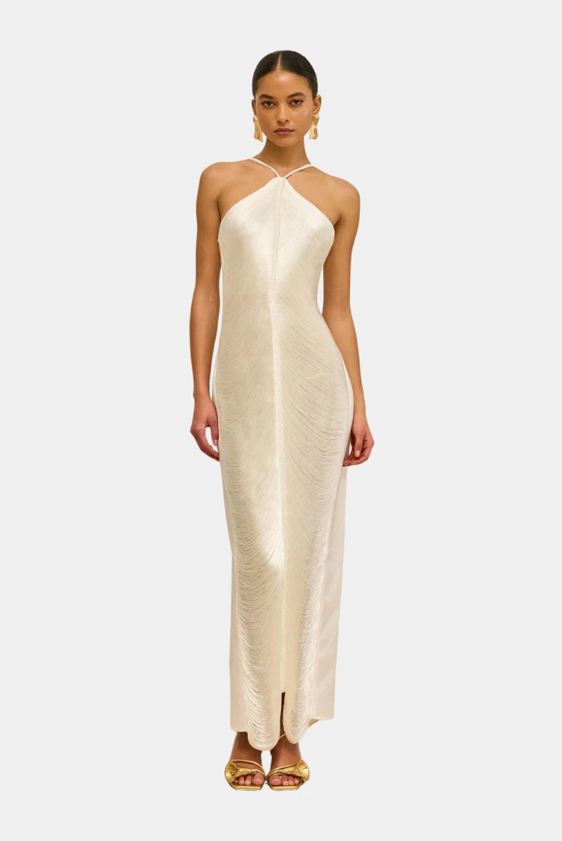 Vestido Renata Cult Gaia off white visto de frente de corpo inteiro