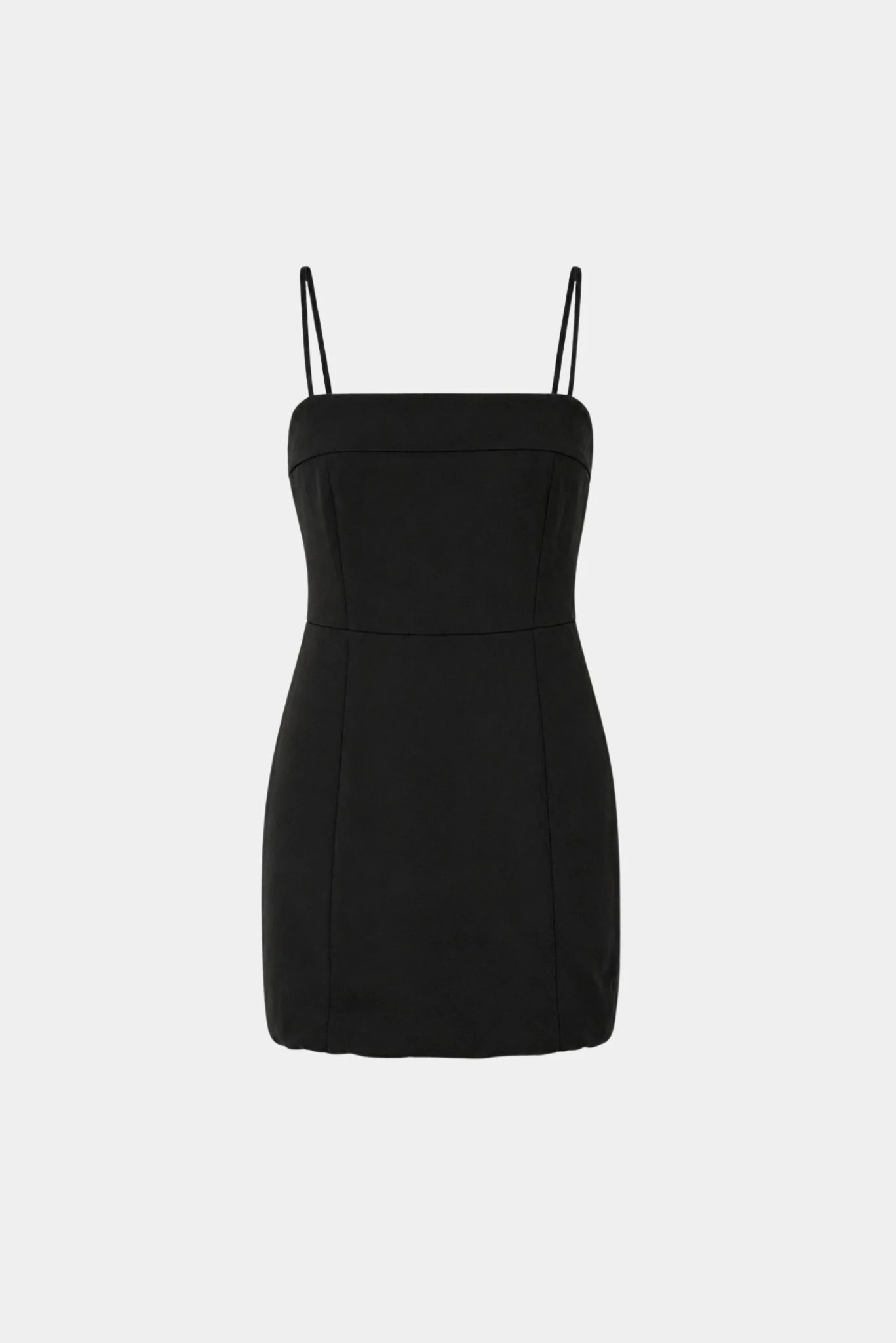 Vestido curto Bahia Gaia preto com alças finas e decote reto