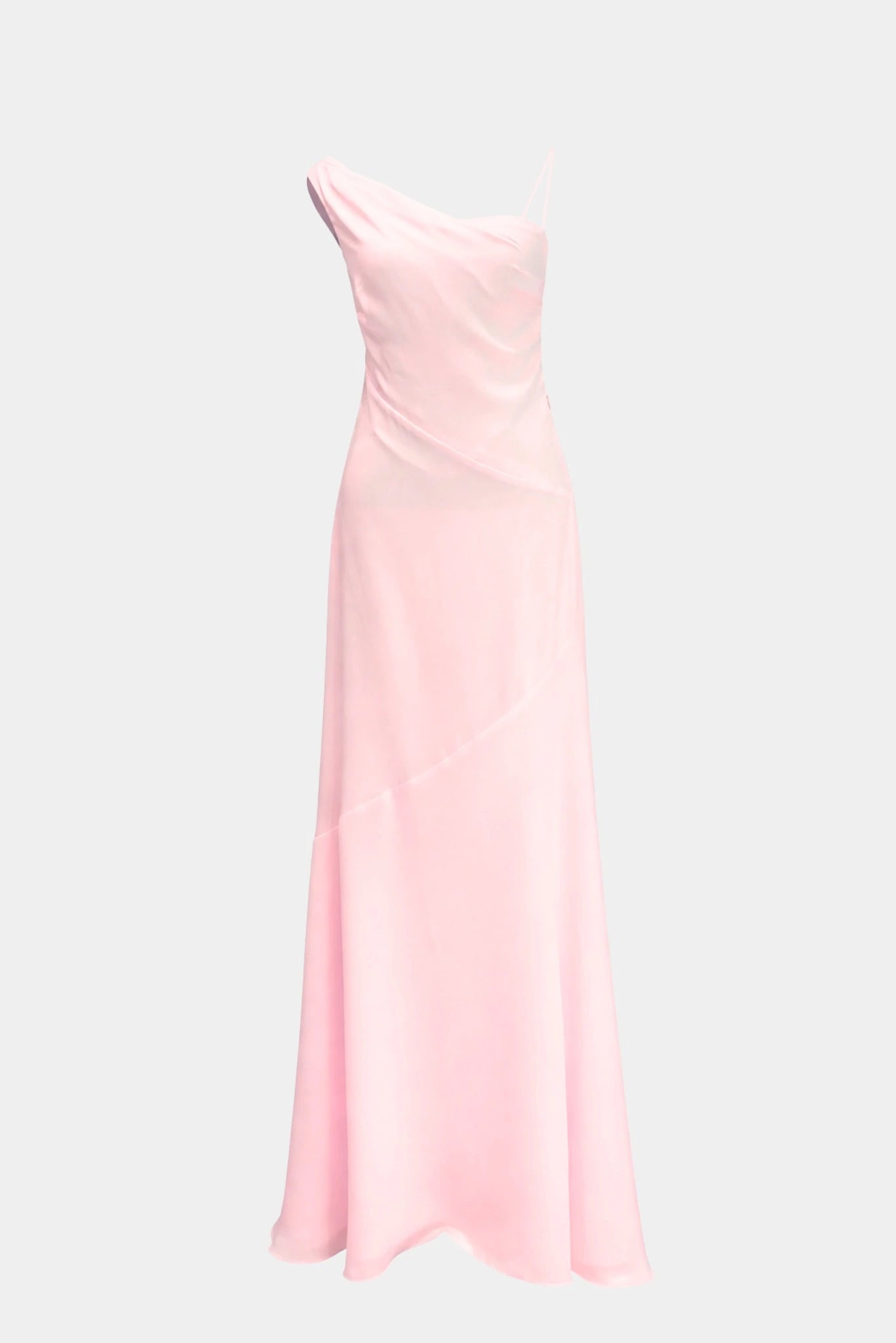 Vestido longo Angel MR rosa claro com alça única e modelagem sofisticada