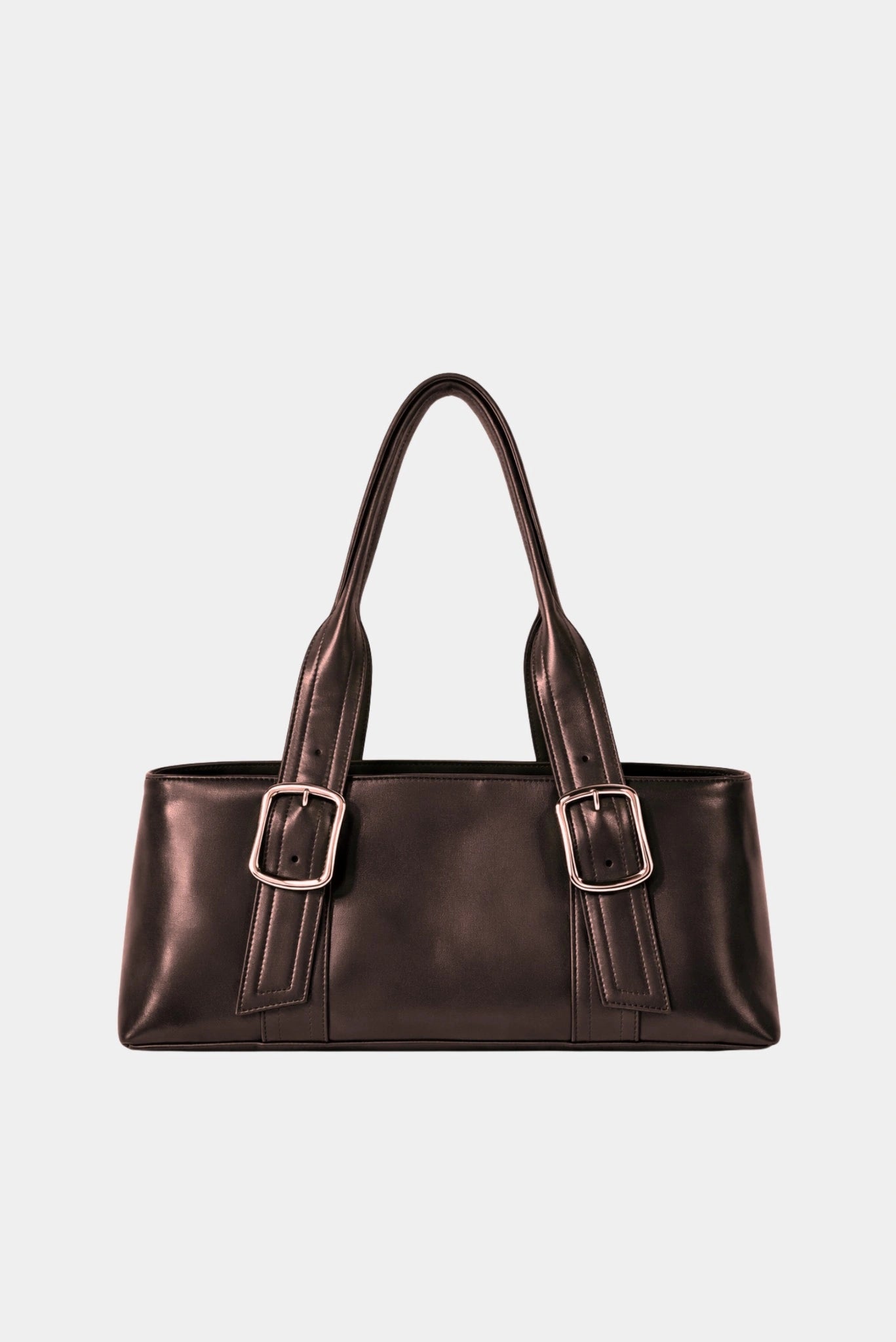 Bolsa Paloma Gaia marrom-escura com alças ajustáveis e fivelas metálicas