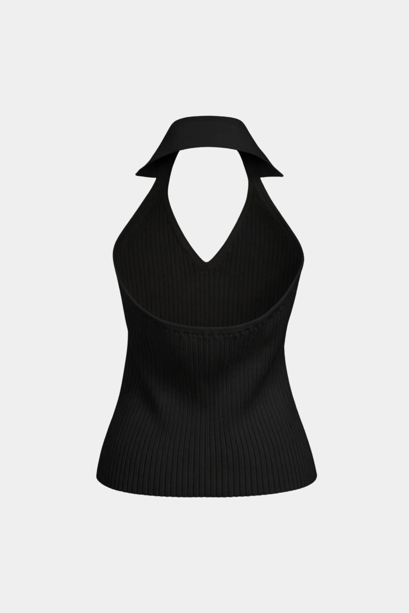 Costas da regata polo em tricot preta Mavi Gaia com gola estruturada