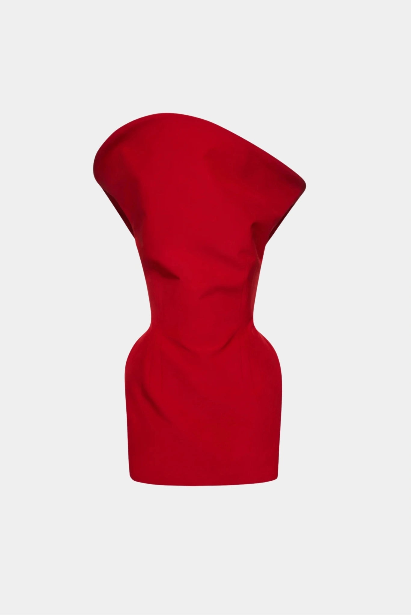 Vestido mini vermelho Magda Butrym com decote escultural ombro a ombro e silhueta ajustada