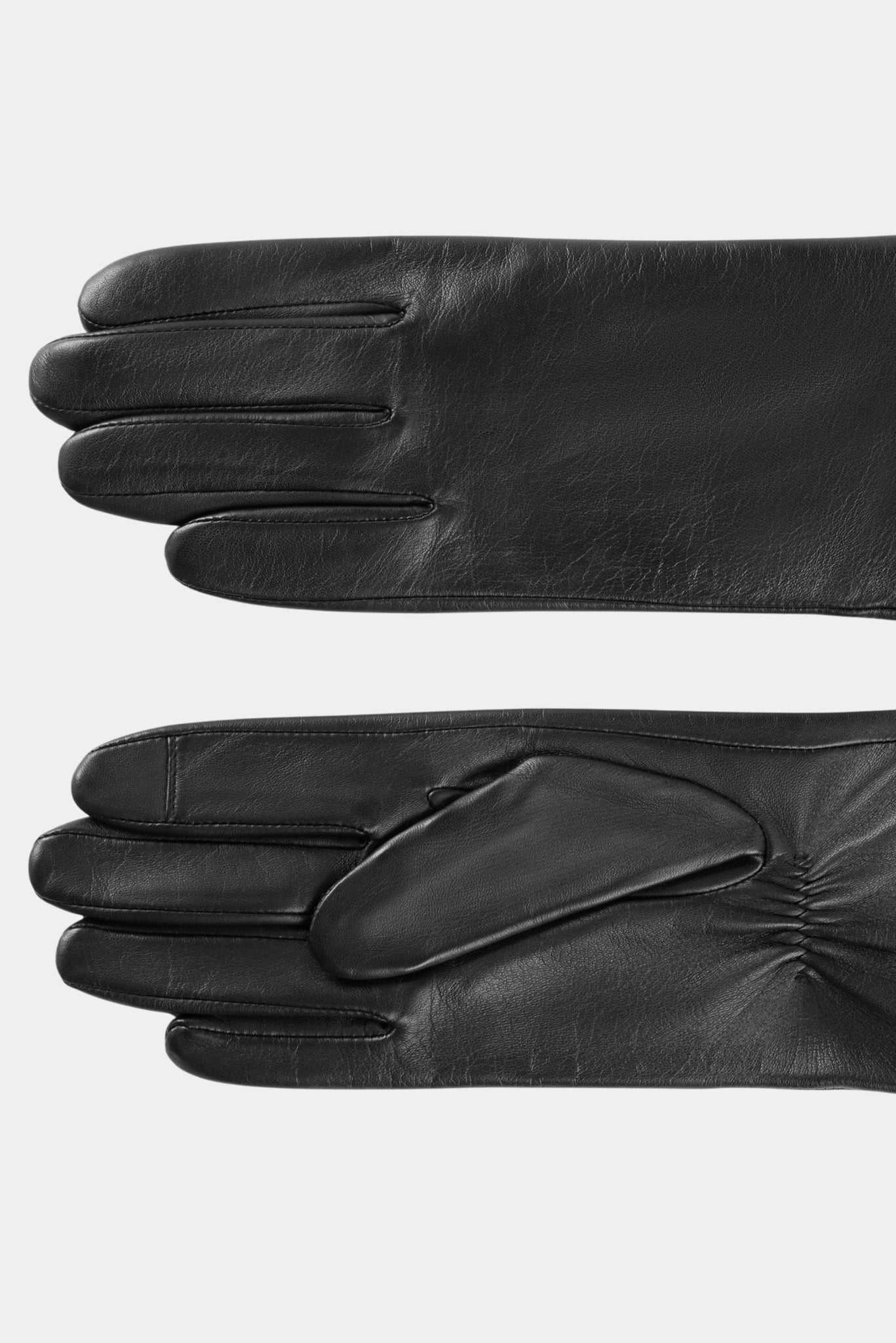 Par de luvas Hugo Boss em couro preto com acabamento macio e modelagem clássica