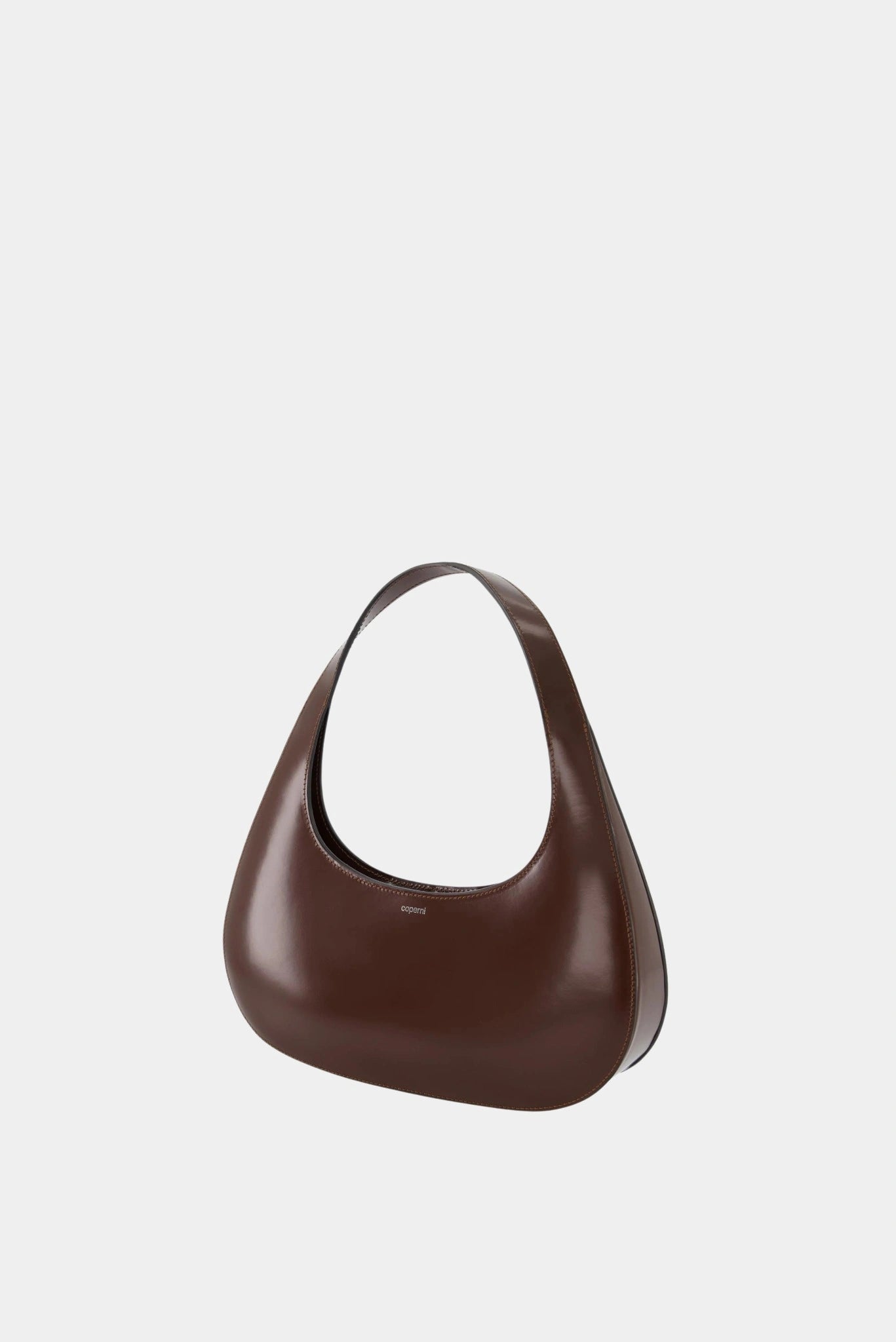 Bolsa baguette marrom Coperni Slim Swipe com acabamento liso e formato curvo
