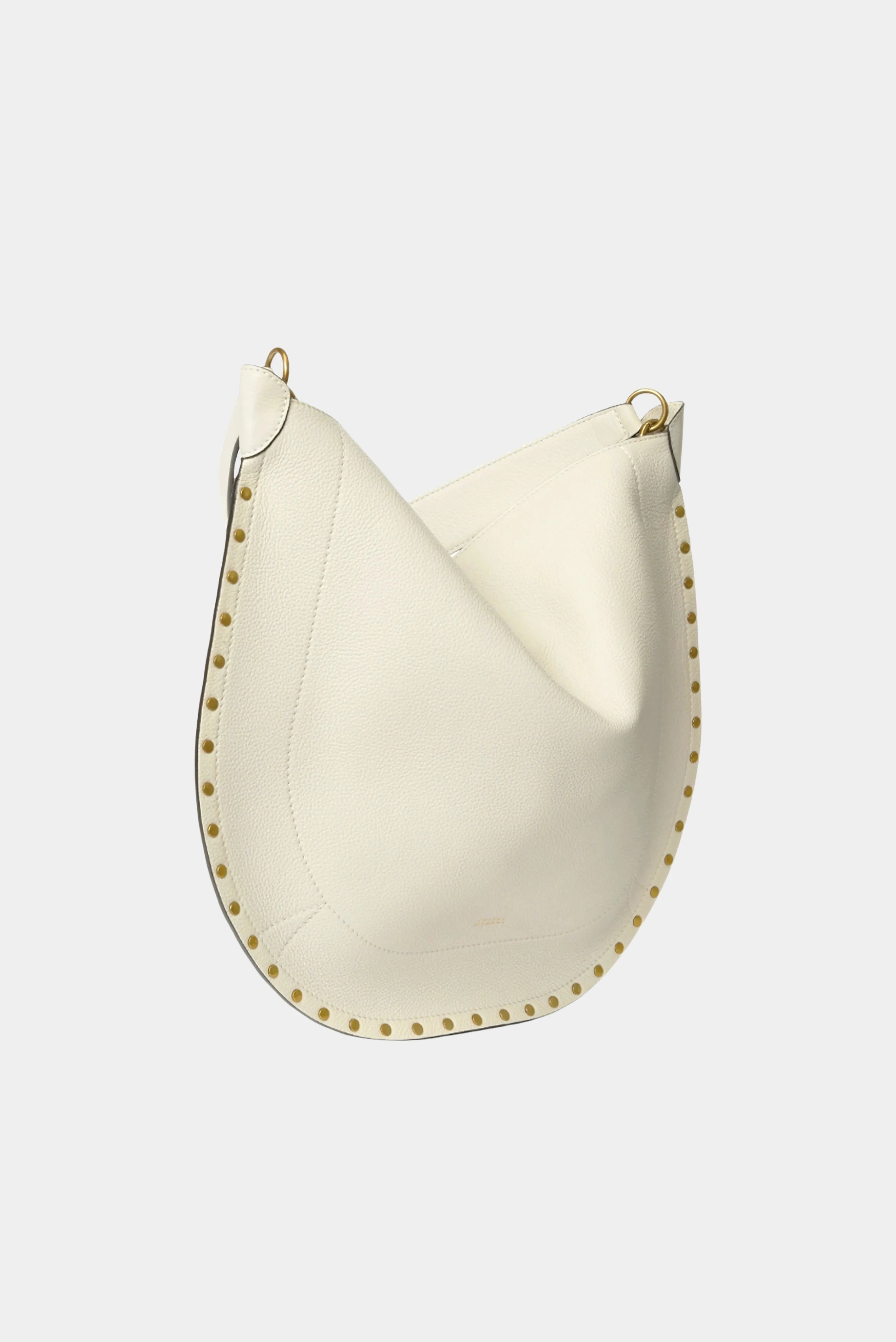 Bolsa hobo Isabel Marant Oskan off white com acabamento em tachas douradas