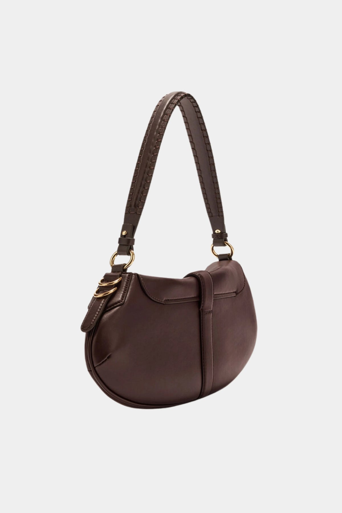 Bolsa Baguette B-Kat Ganni marrom, interior com compartimento e bolso aberto