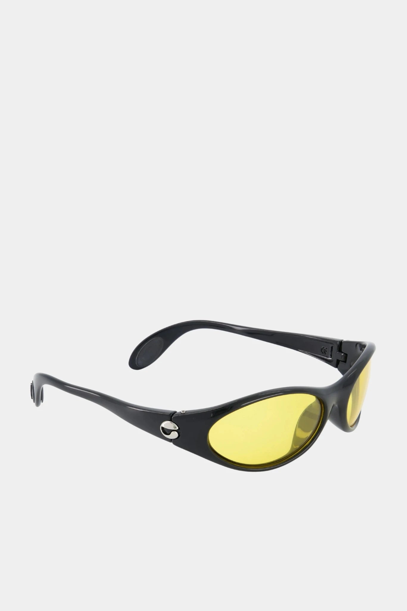 Óculos de sol oval preto com lentes coloridas e detalhe metálico lateral Coperni