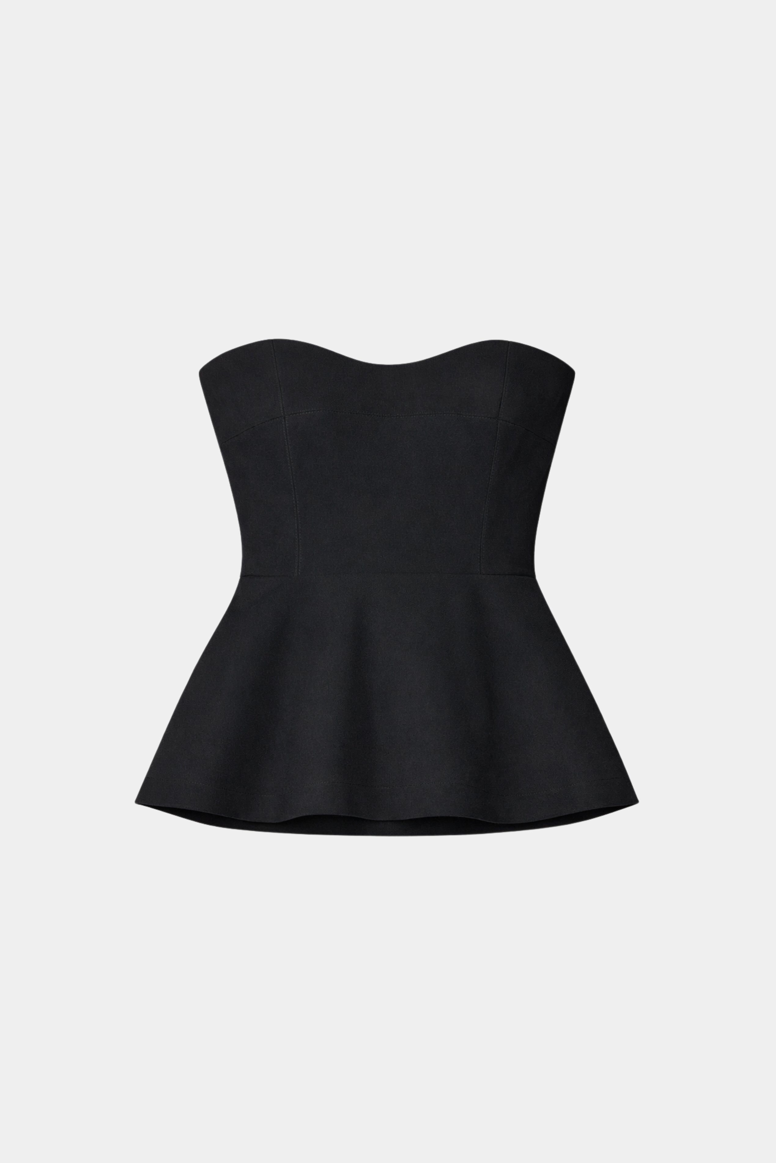 Blusa Tyra Fabulous preta com modelagem estruturada e barra evasê elegante