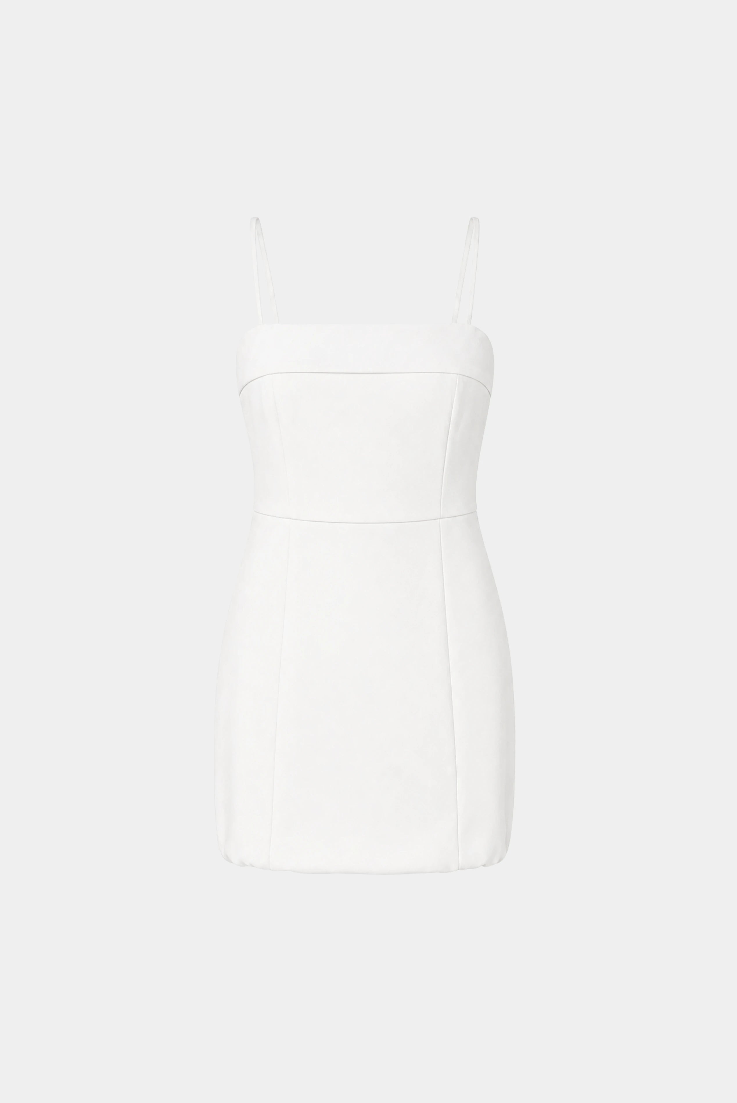 Vestido curto Bahia Gaia off-white com alças finas e decote reto