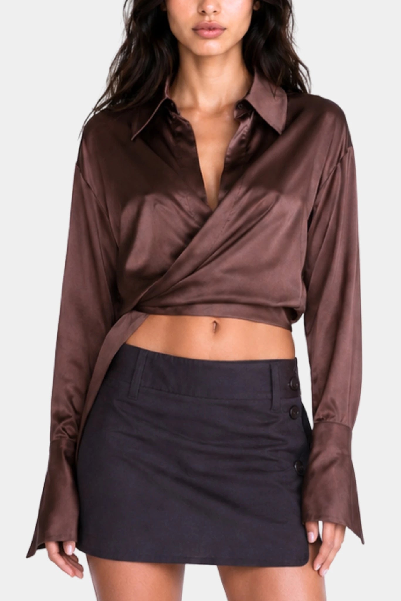 Camisa Transpassada com Faixa Jazz