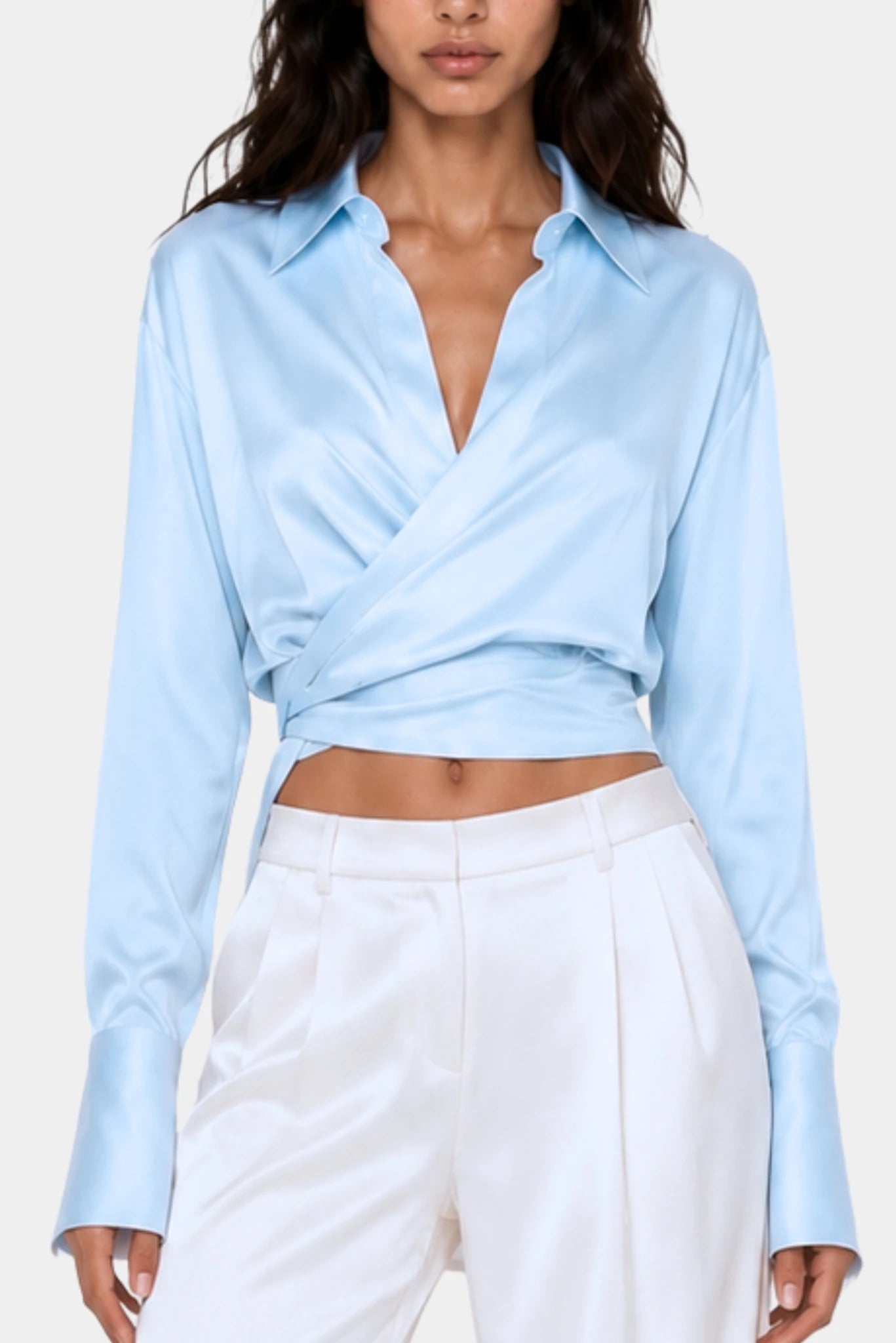 Camisa Transpassada com Faixa Jazz
