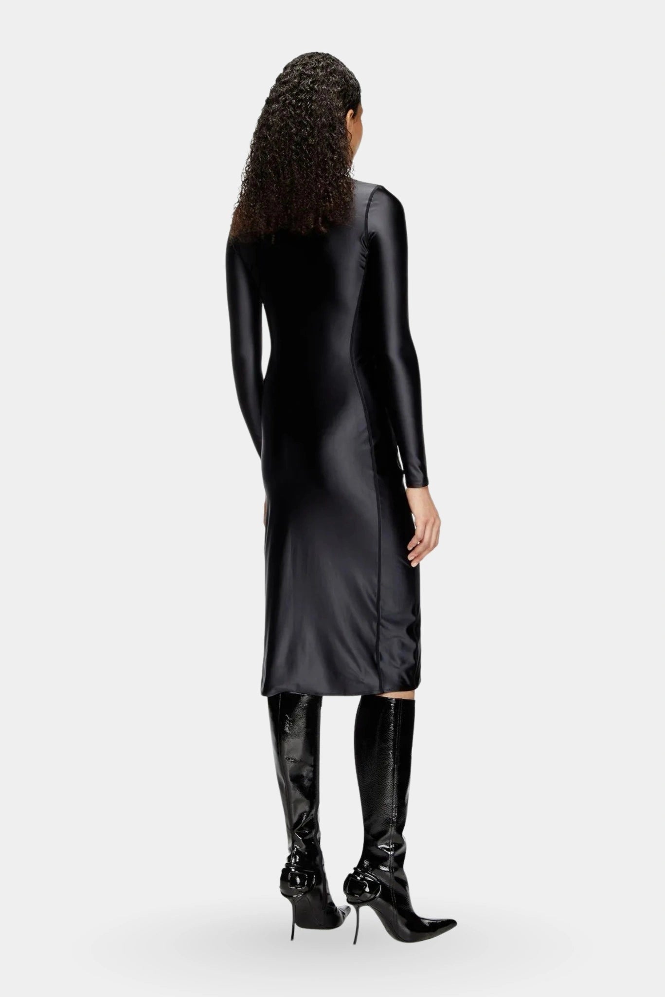 Vestido preto Diesel de mangas longas com modelagem ajustada nas costas