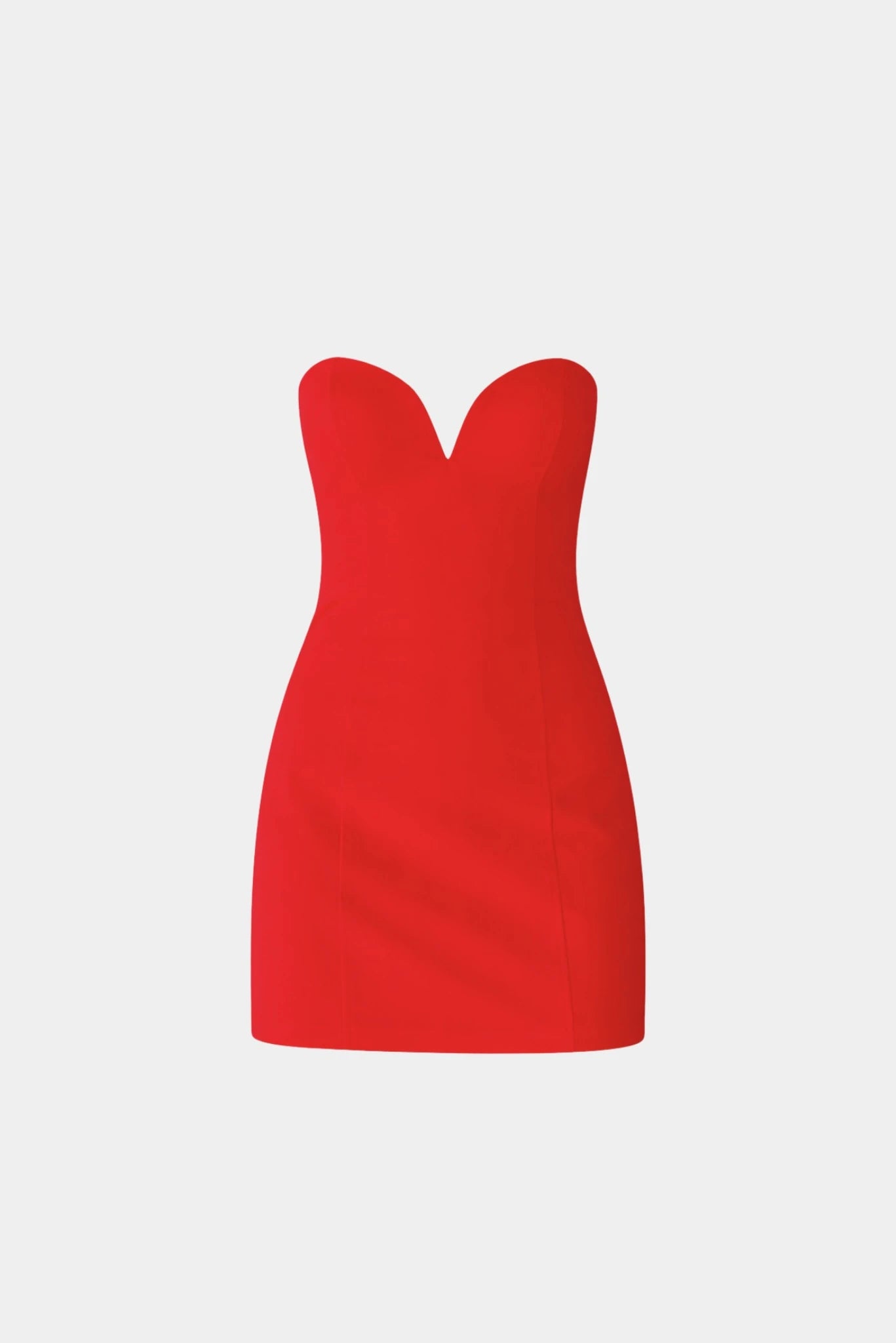 Vestido Curto Linho Nina MR vermelho tomara que caia com decote coração e modelagem ajustada