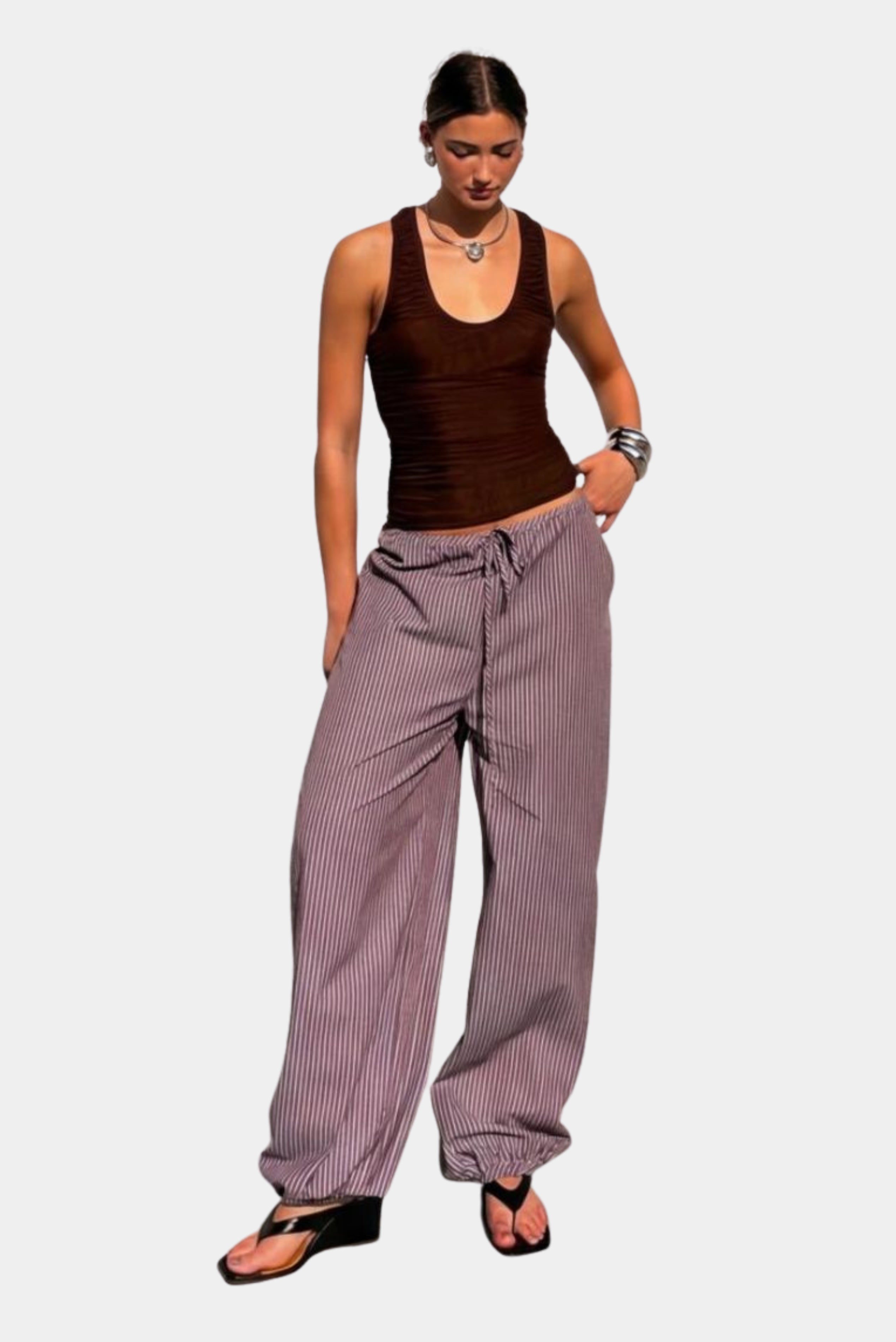 Calça Listrada em Tricoline Augusta MR MRG71