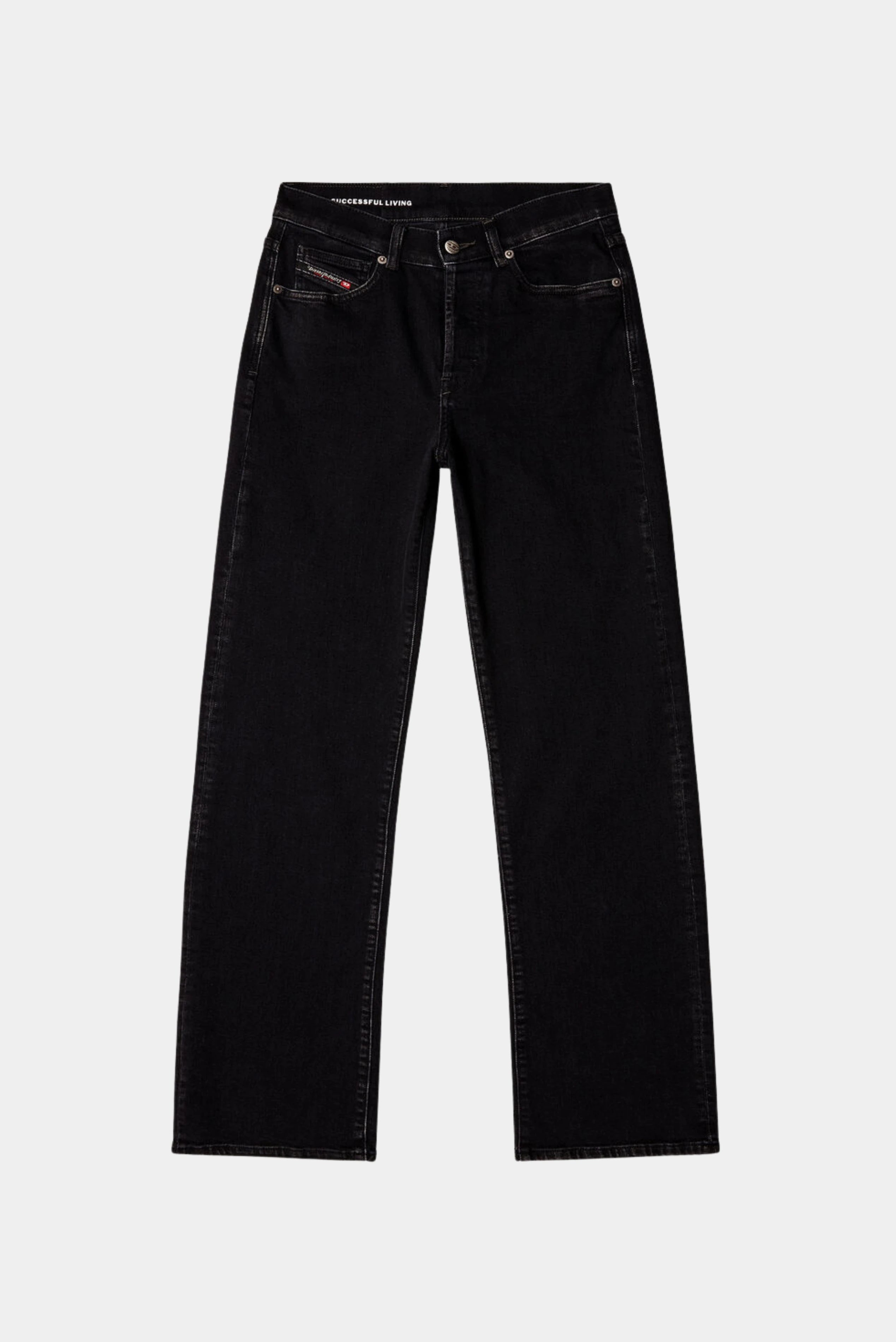 Calça Jeans Regular D-Sent Diesel em lavagem preta e modelagem reta