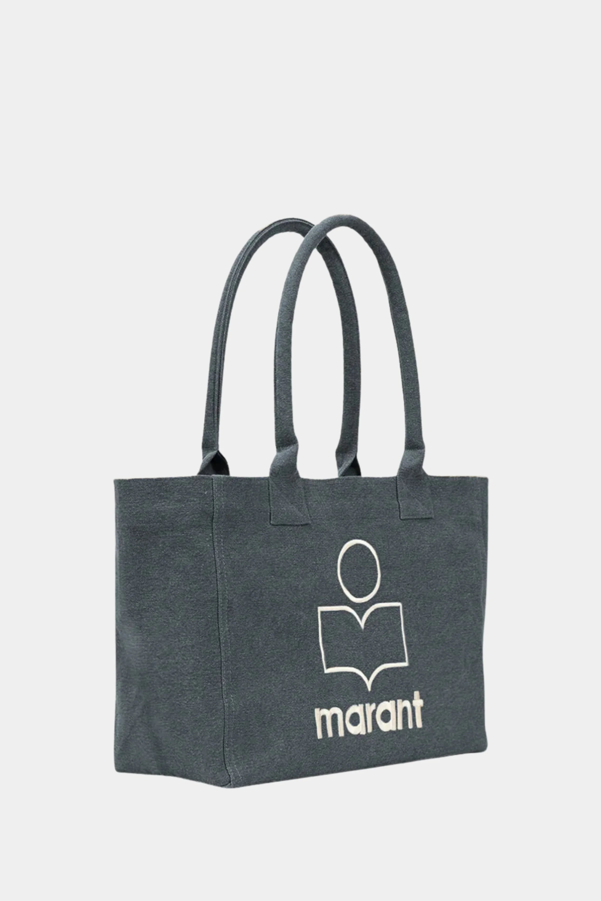 Bolsa tote Isabel Marant Yenky cinza escuro com logo bordado frontal