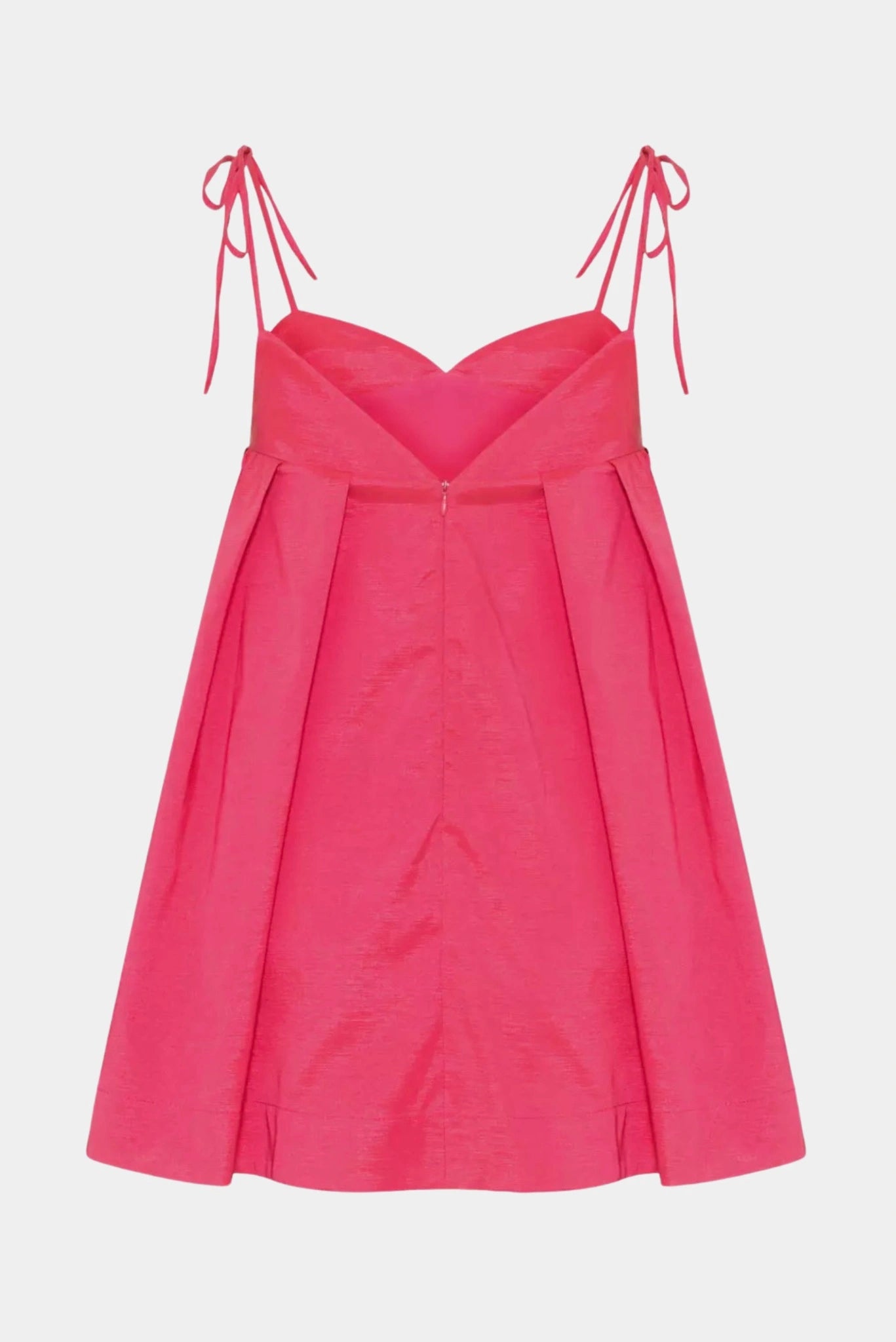 Costas do Vestido Curto de Festa Evasê Hami Gaia rosa com alças finas ajustáveis