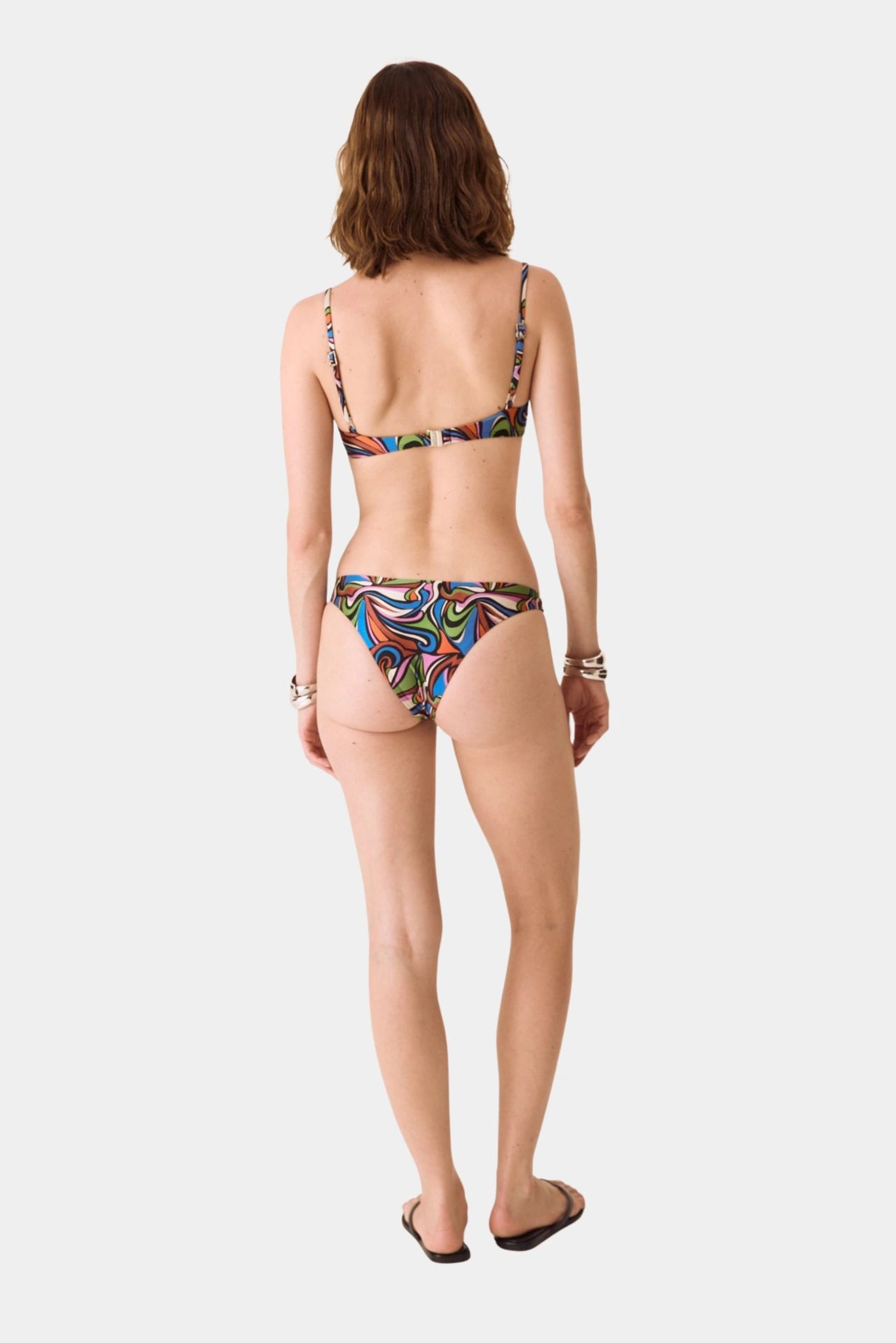 Calcinha de biquíni estampada multicolorida vista traseira