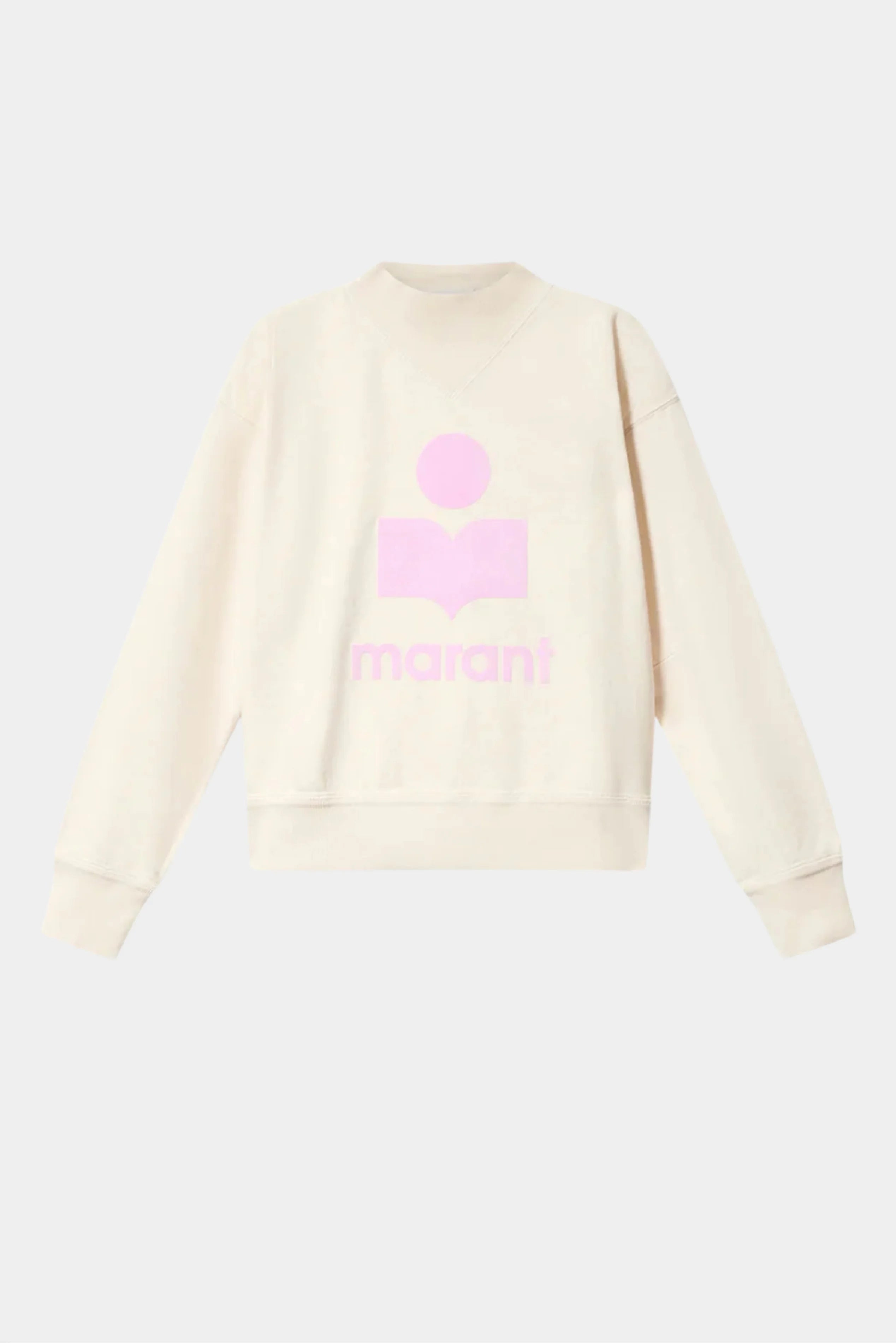 Moletom Moby Isabel Marant off-white com logo rosa frontal e gola alta