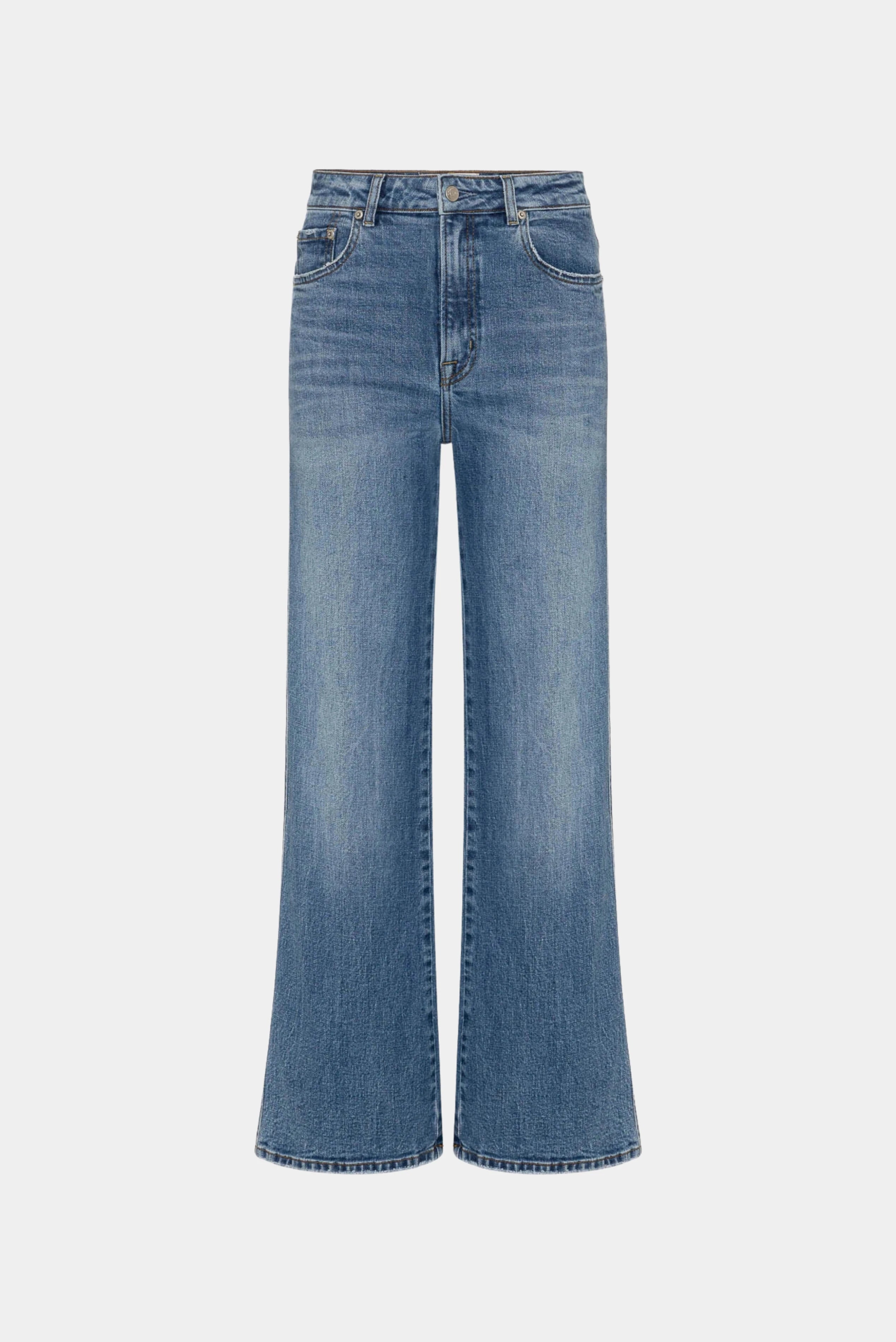 Calça jeans azul Long Marine de cintura alta com pernas amplas e lavagem média LDenim